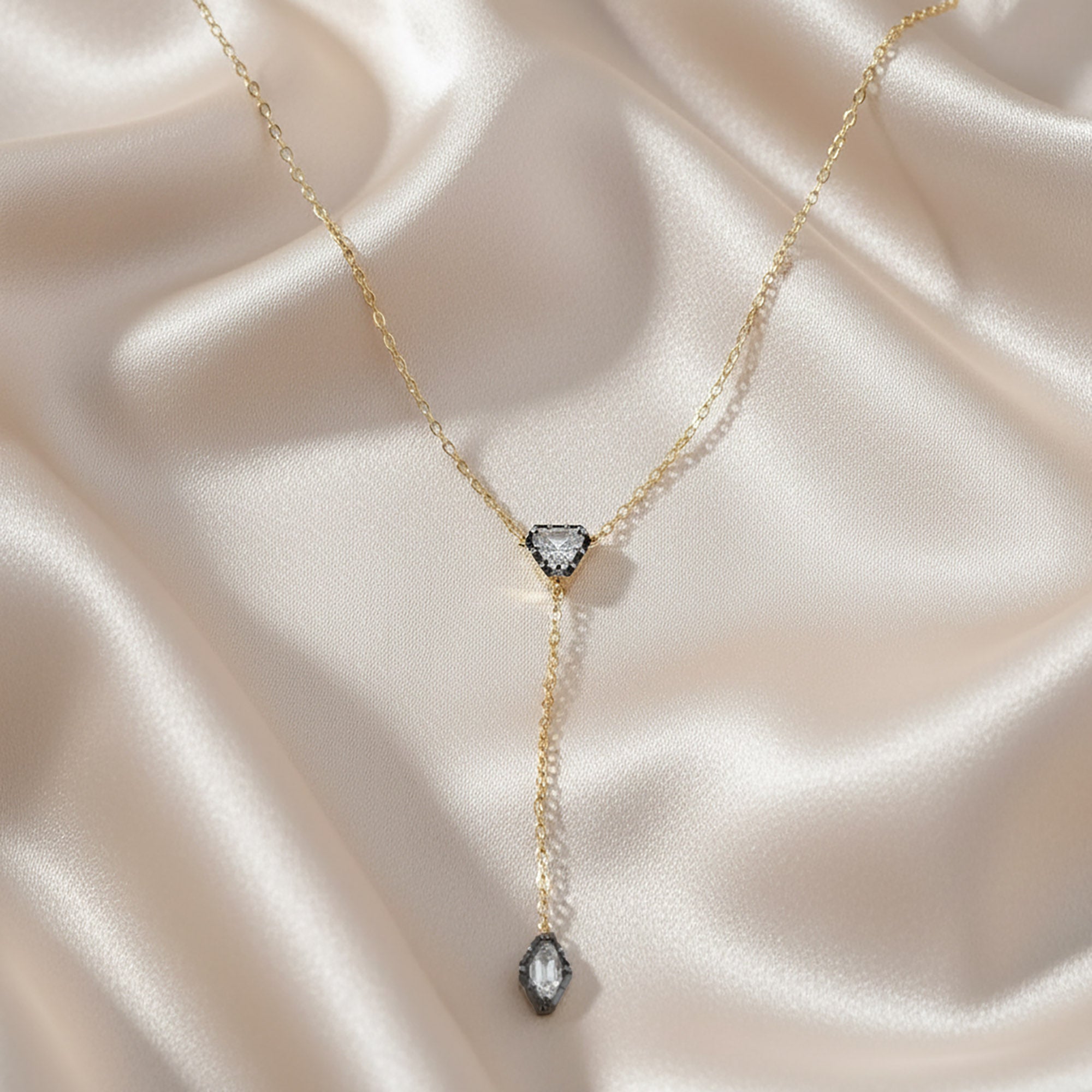 1.20 Carat Lozenge and Calf Cut Lab Grown Diamond Collar Necklace Jewelry