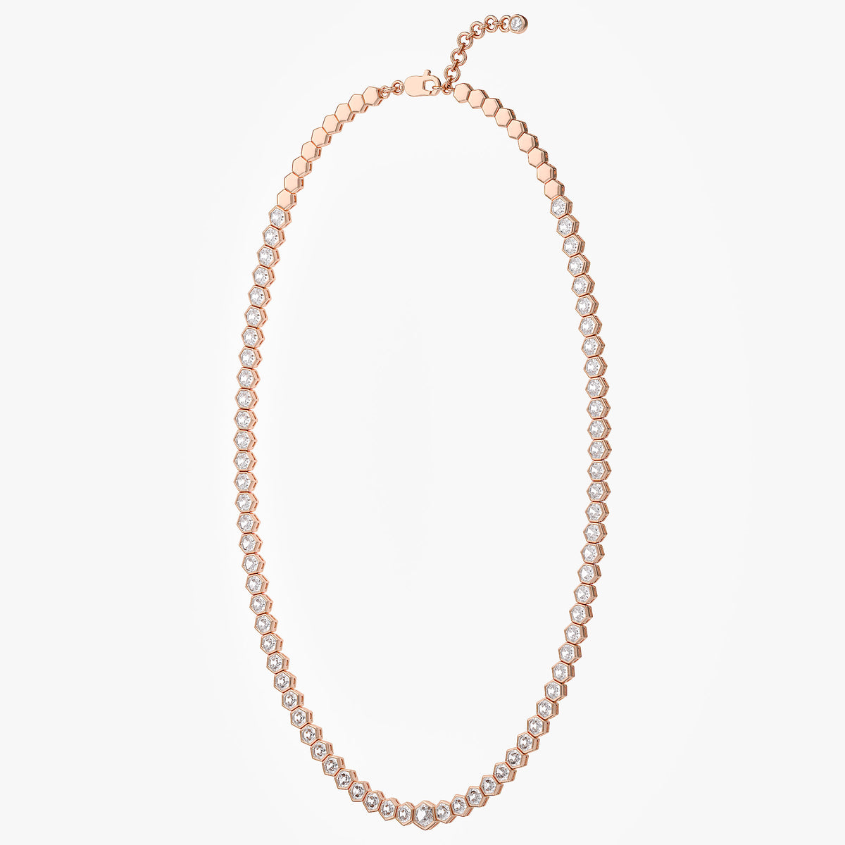 13.85 TCW Lab Grown Diamond Hexagon Prong Set Necklace
