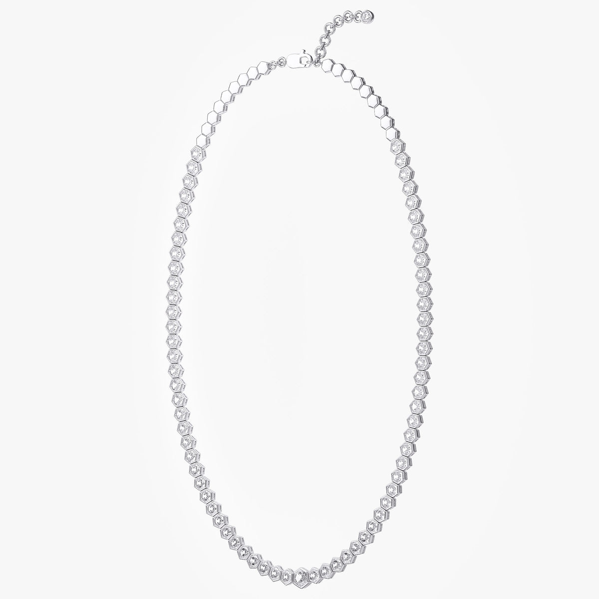 13.85 TCW Lab Grown Diamond Hexagon Prong Set Necklace