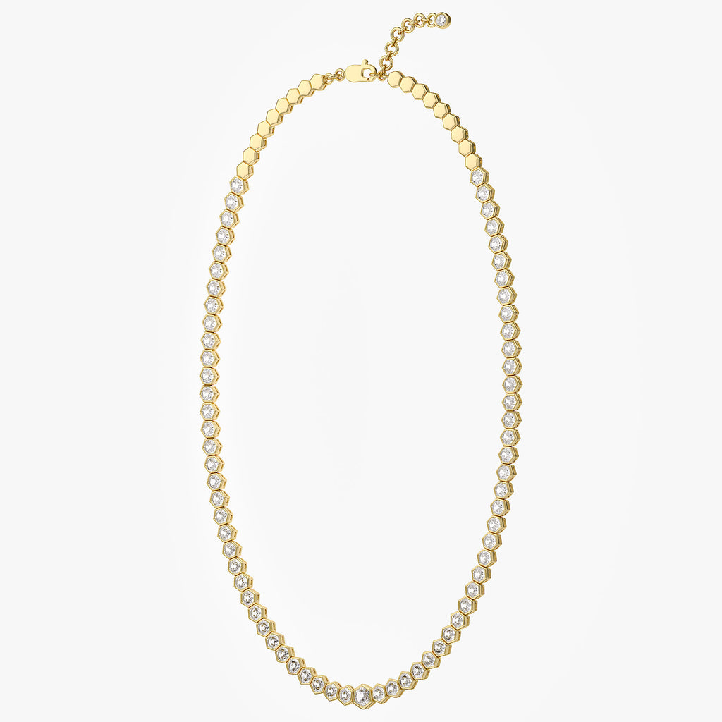 13.85 TCW Lab Grown Diamond Hexagon Prong Set Necklace