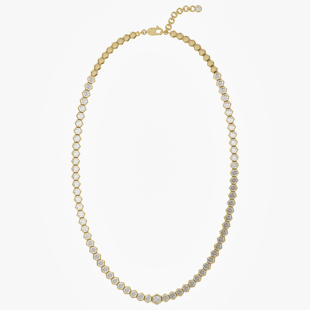 13.85 TCW Lab Grown Diamond Hexagon Prong Set Necklace