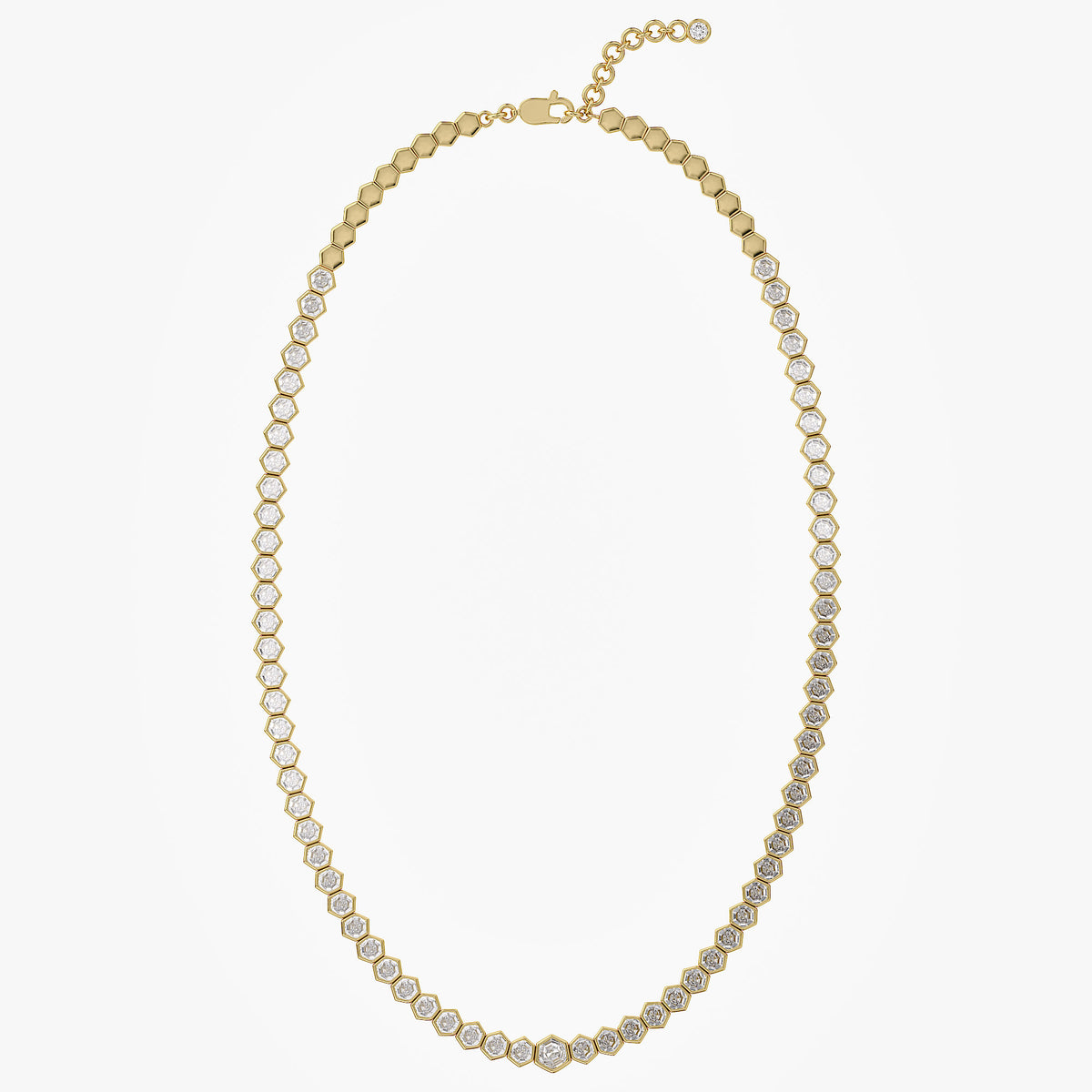13.85 TCW Lab Grown Diamond Hexagon Prong Set Necklace