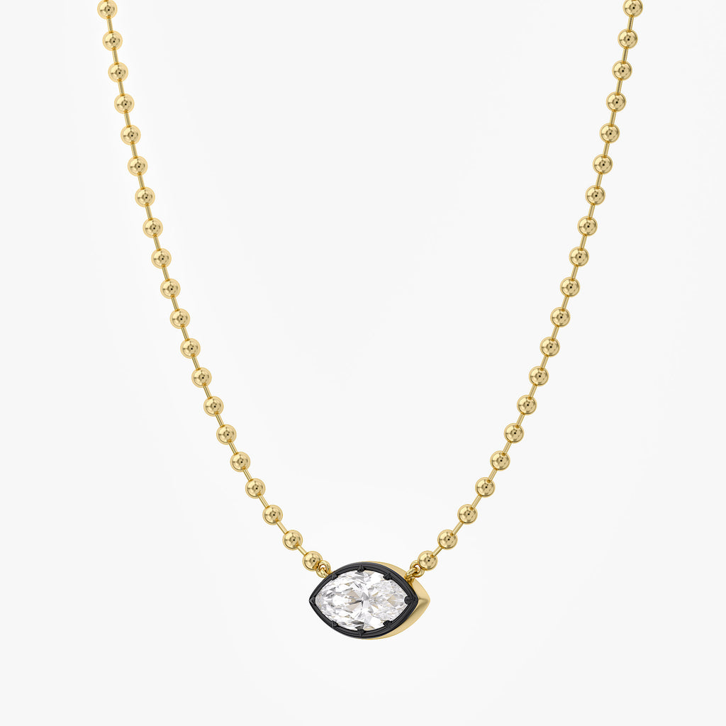 3.20 Carat Marquise and Round Cut Lab Grown Diamond Collar Necklace Jewelry