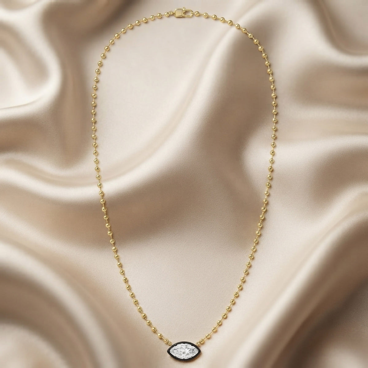 3.20 Carat Marquise and Round Cut Lab Grown Diamond Collar Necklace Jewelry