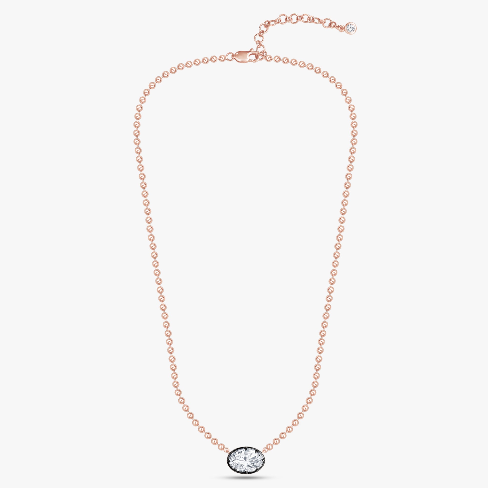 3.15 Carat Oval and Round Cut Lab Grown Diamond Collar Necklace Jewelry