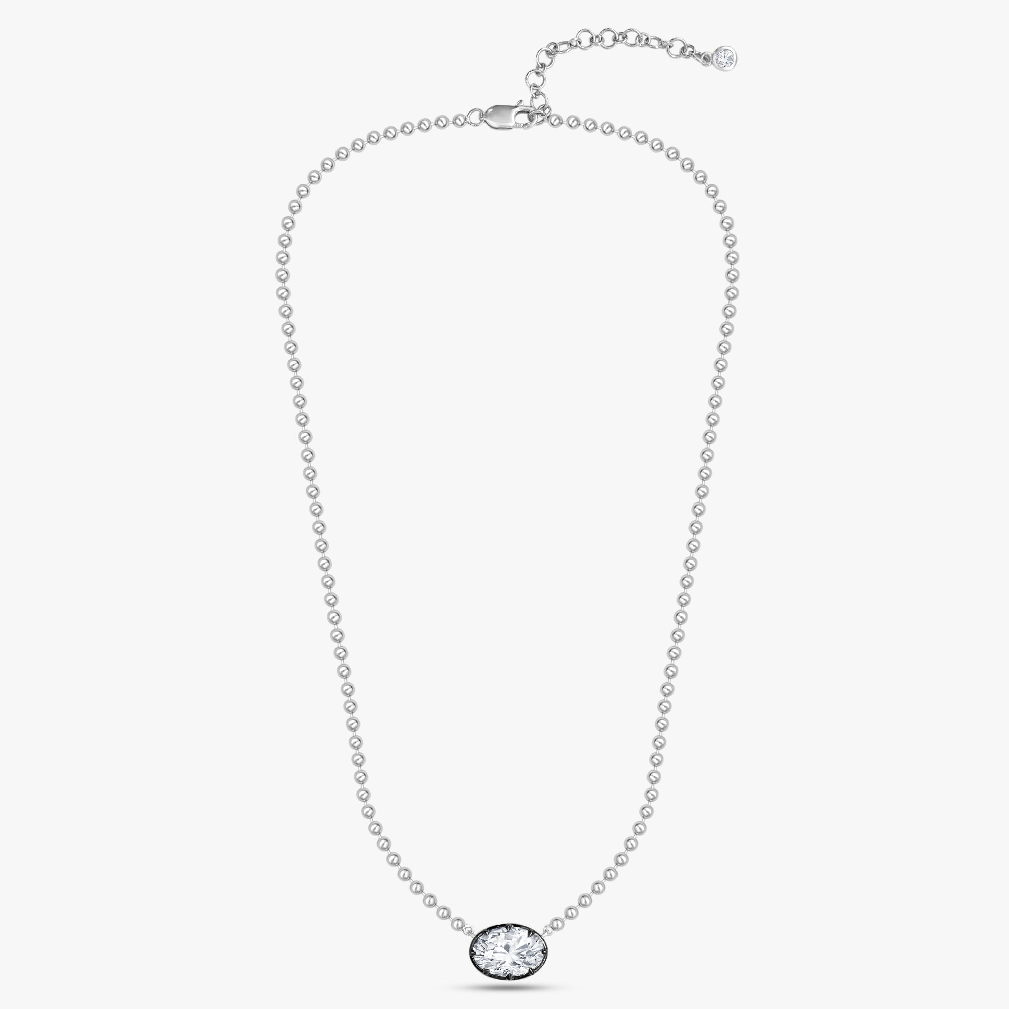 3.15 Carat Oval and Round Cut Lab Grown Diamond Collar Necklace Jewelry