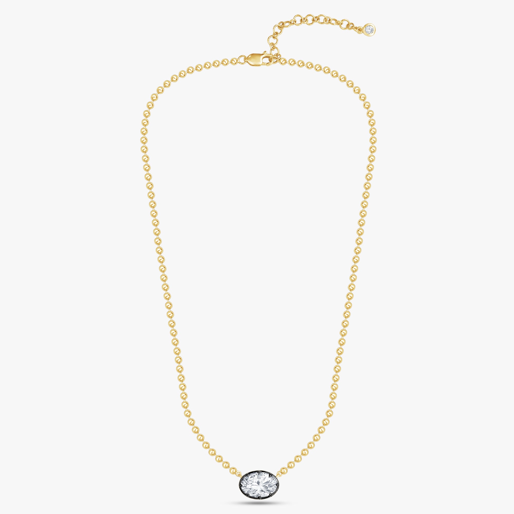3.15 Carat Oval and Round Cut Lab Grown Diamond Collar Necklace Jewelry