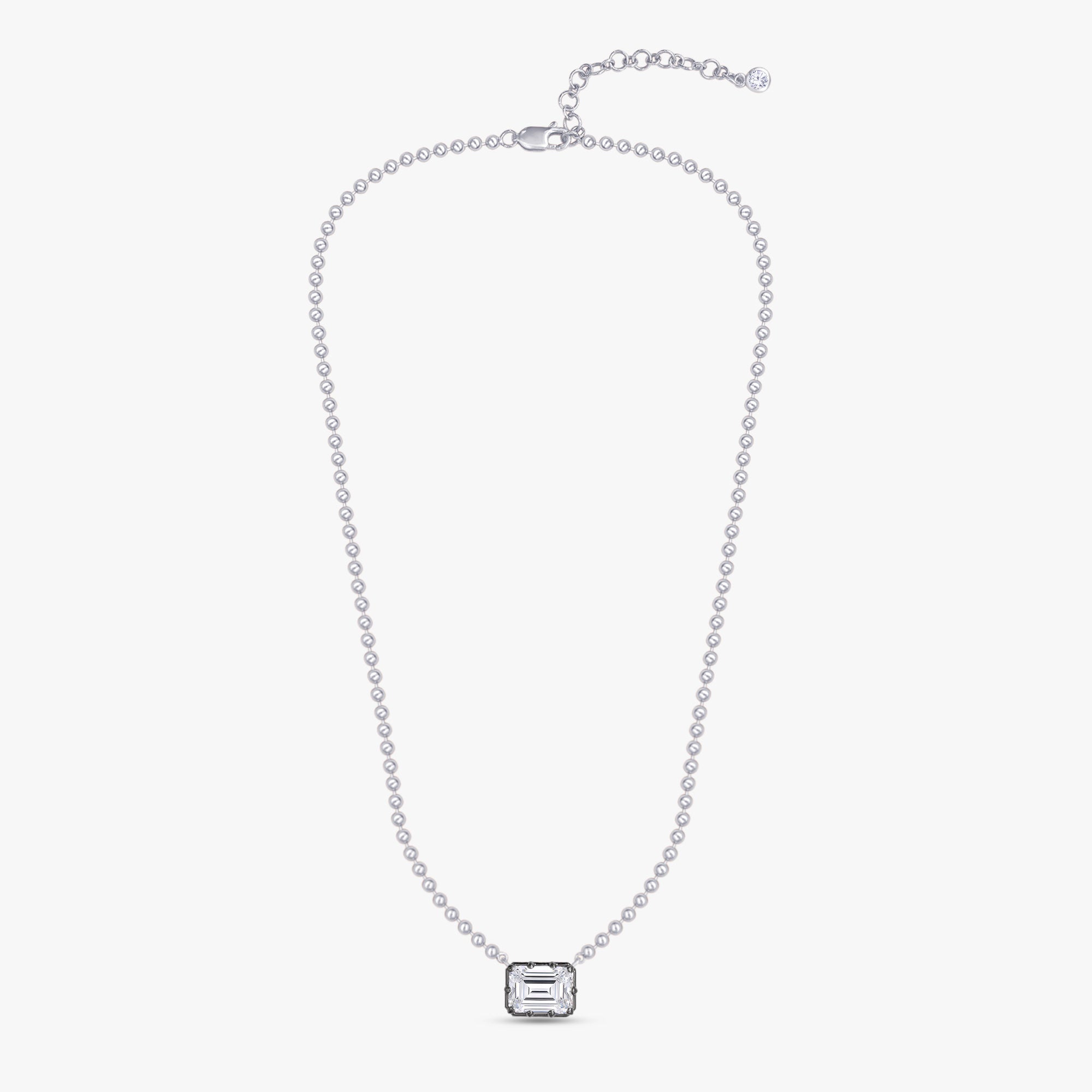 3.10 Carat Emerald and Round Cut Lab Grown Diamond Collar Necklace Jewelry