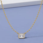 3.10 Carat Emerald and Round Cut Lab Grown Diamond Collar Necklace Jewelry