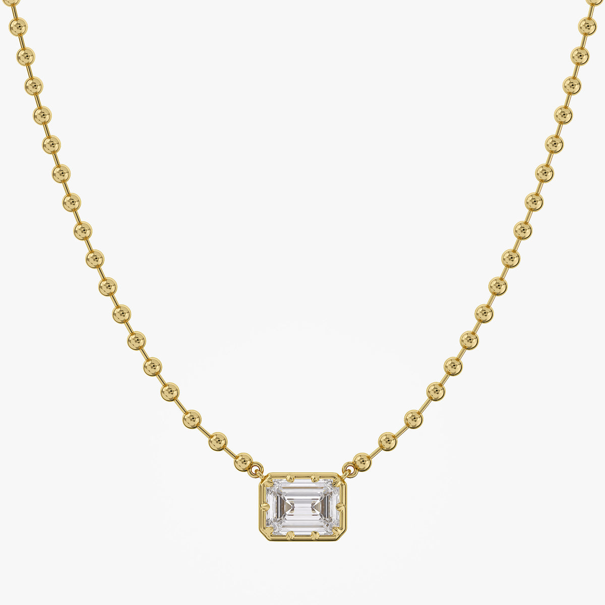 3.10 Carat Emerald and Round Cut Lab Grown Diamond Collar Necklace Jewelry