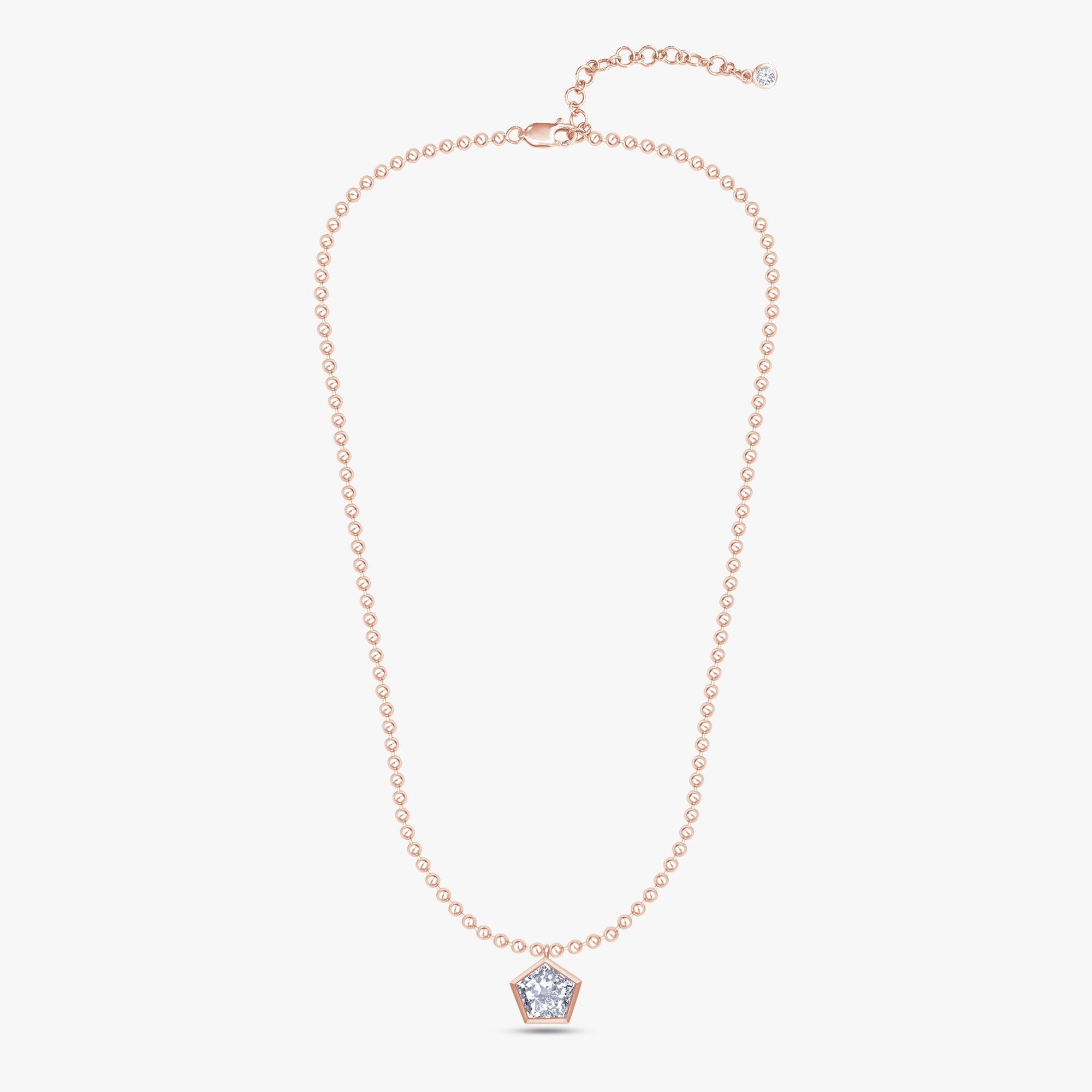 6.00 Carat Pentagon and Round Cut Lab Grown Diamond Bead Chain Necklace