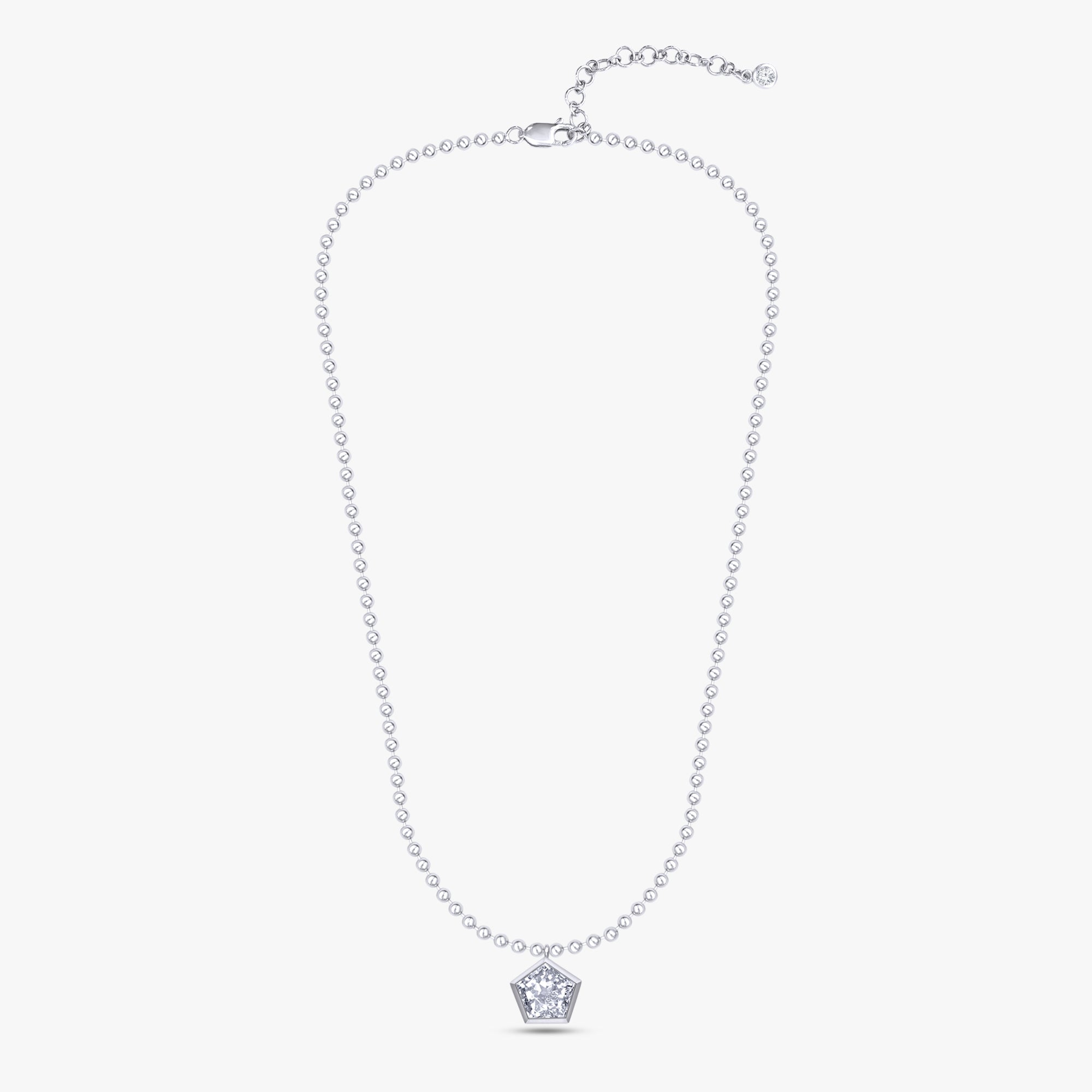 6.00 Carat Pentagon and Round Cut Lab Grown Diamond Bead Chain Necklace