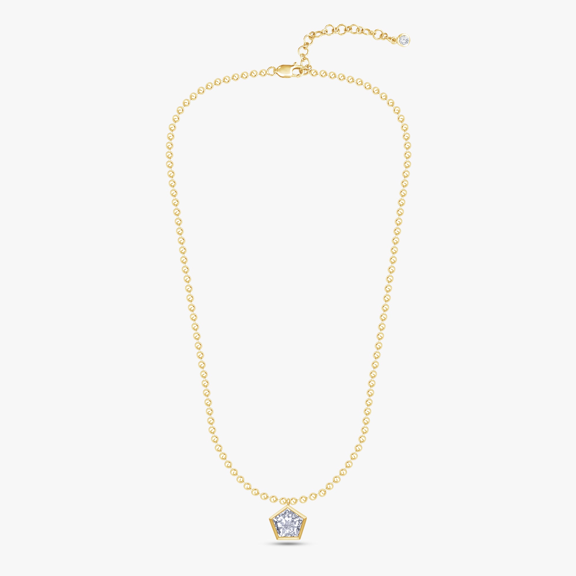6.00 Carat Pentagon and Round Cut Lab Grown Diamond Bead Chain Necklace