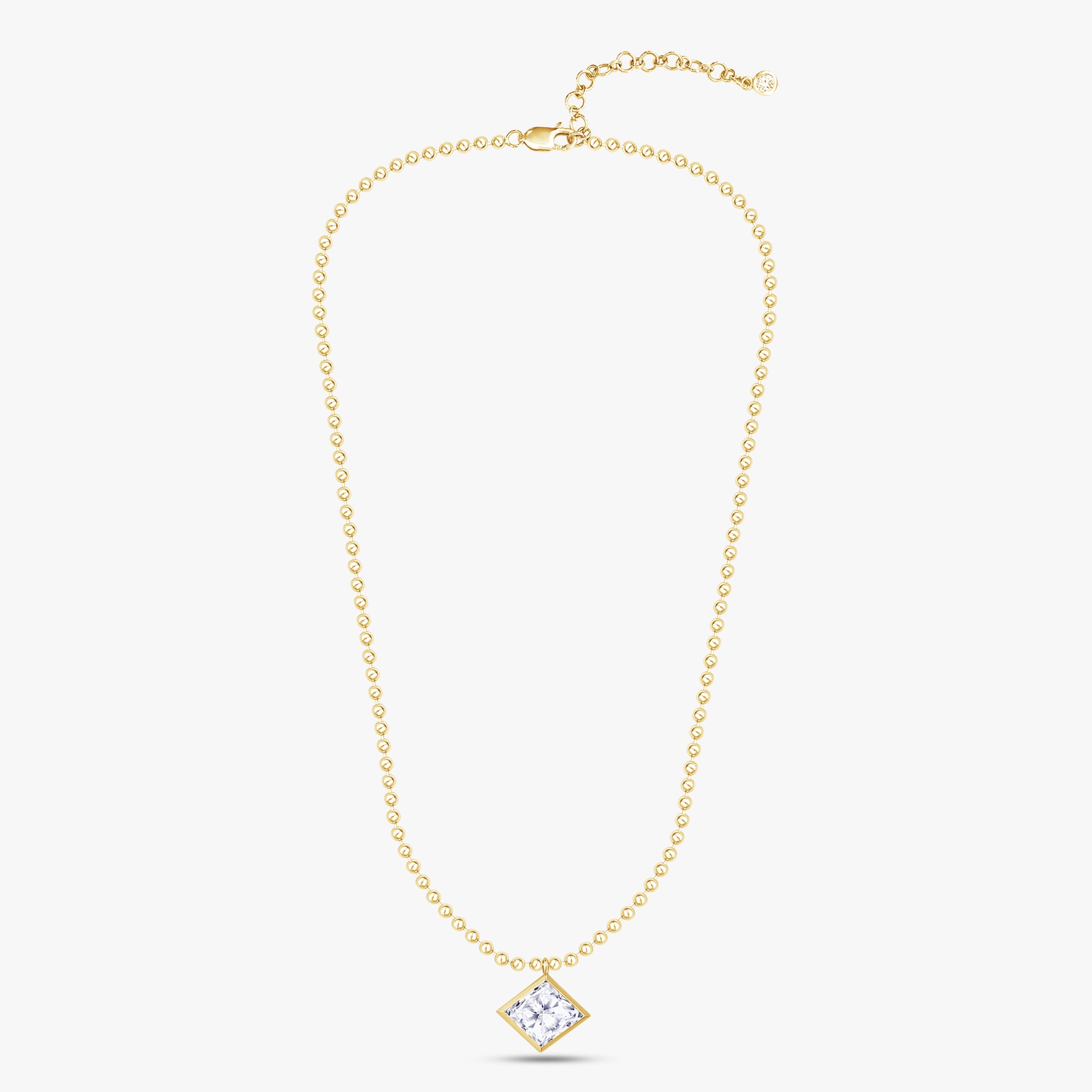 4.70 Carat Princess and Round Cut Lab Grown Diamond Bead Chain Necklace