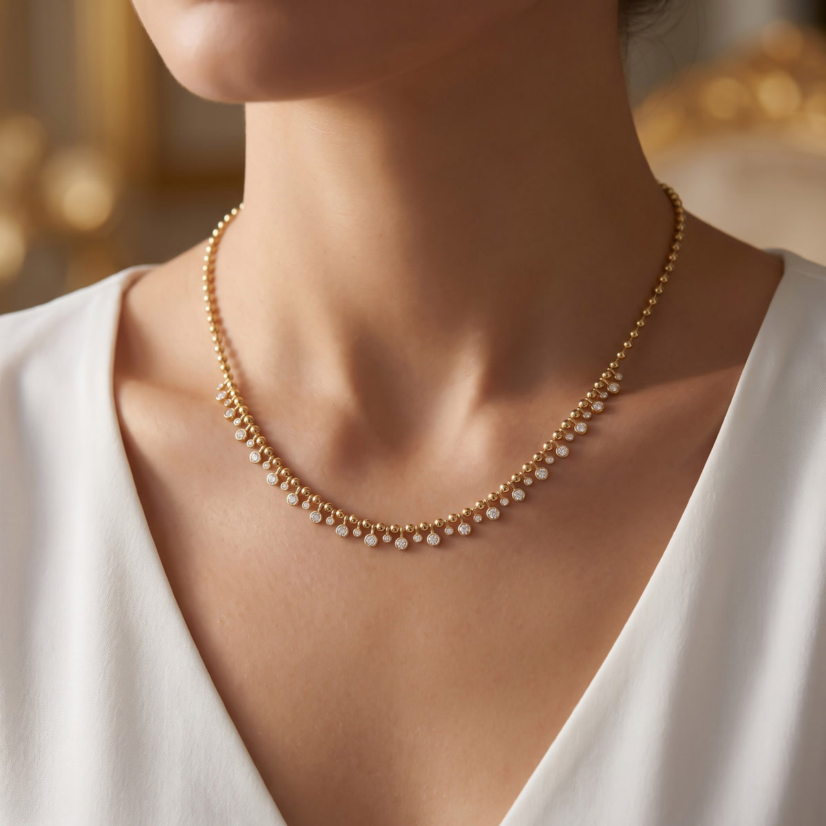 1.30 TCW Lab Grown Diamond Round Prong Set Necklace