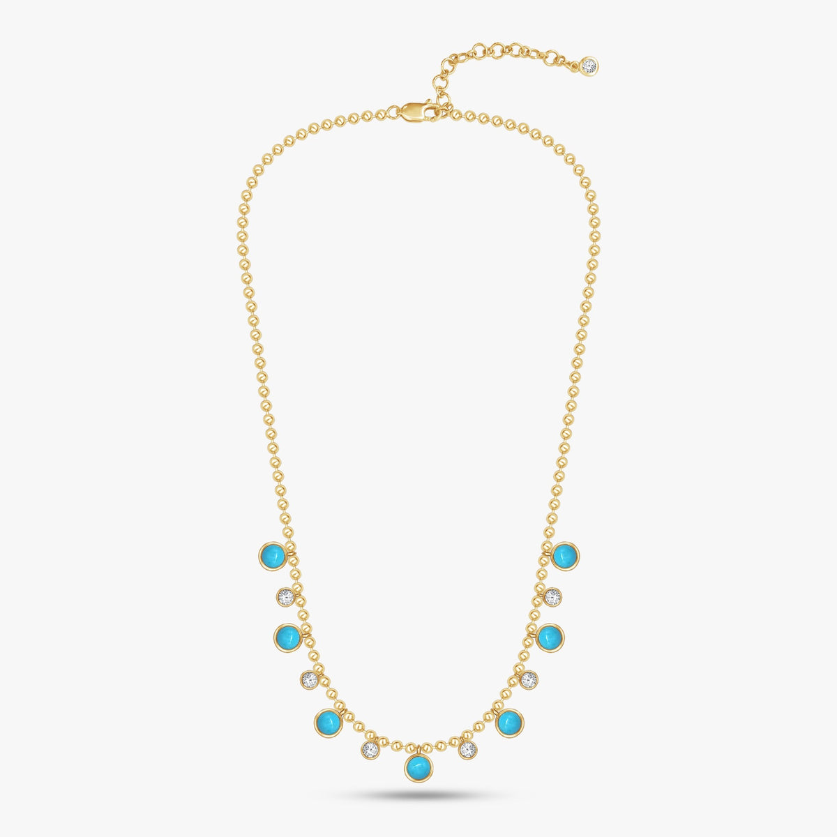 4.56 CTW Round Turquoise  Lab Grown Diamond Station Necklace