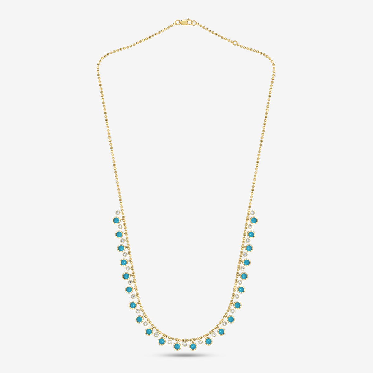 2.66 CTW Round Turquoise Lab Grown Diamond Station Necklace