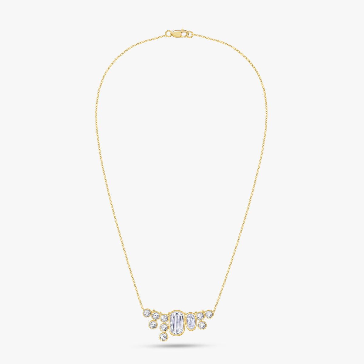 5.07 CTW Oval & Round Lab Grown Diamond Bezel Cluster Necklace