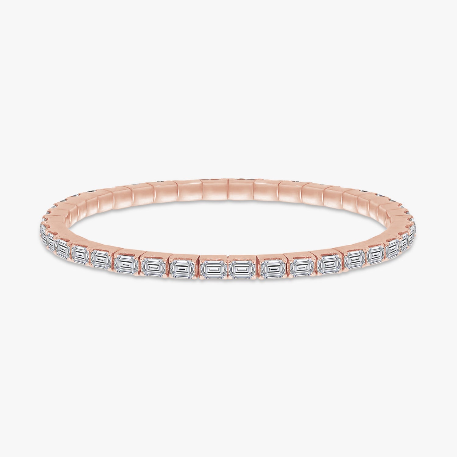10.00 Carat Emerald Cut Lab Grown Diamond Tennis Stretchable Bracelet