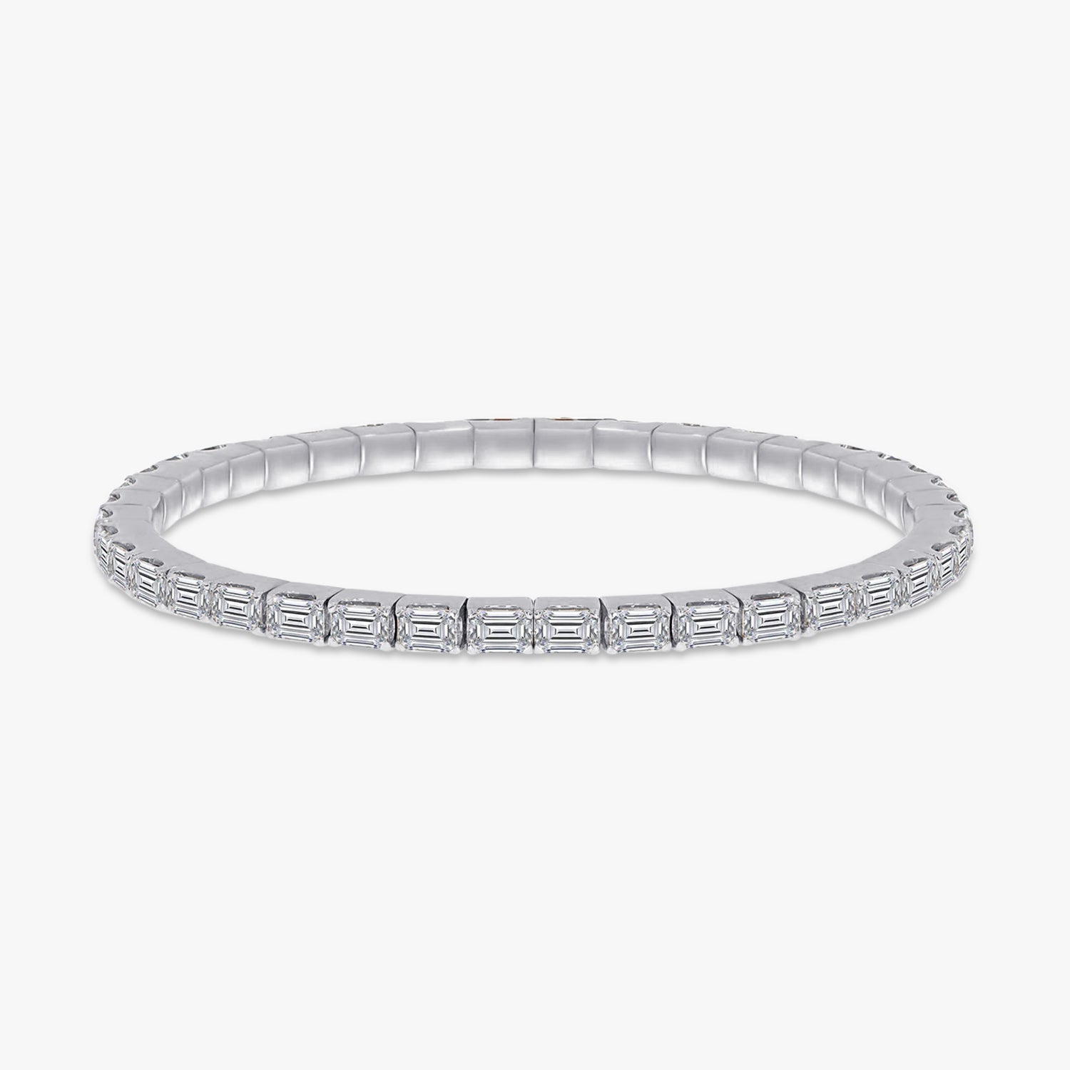 10.00 Carat Emerald Cut Lab Grown Diamond Tennis Stretchable Bracelet