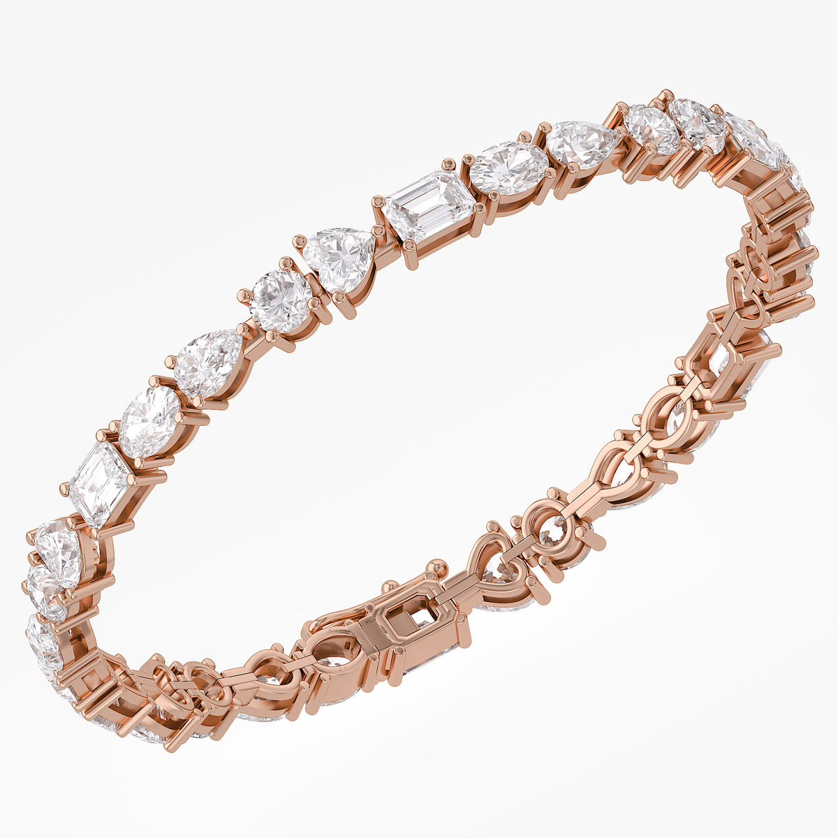 12.75 TCW Multi Shape Lab Grown Diamond Tennis Bracelet