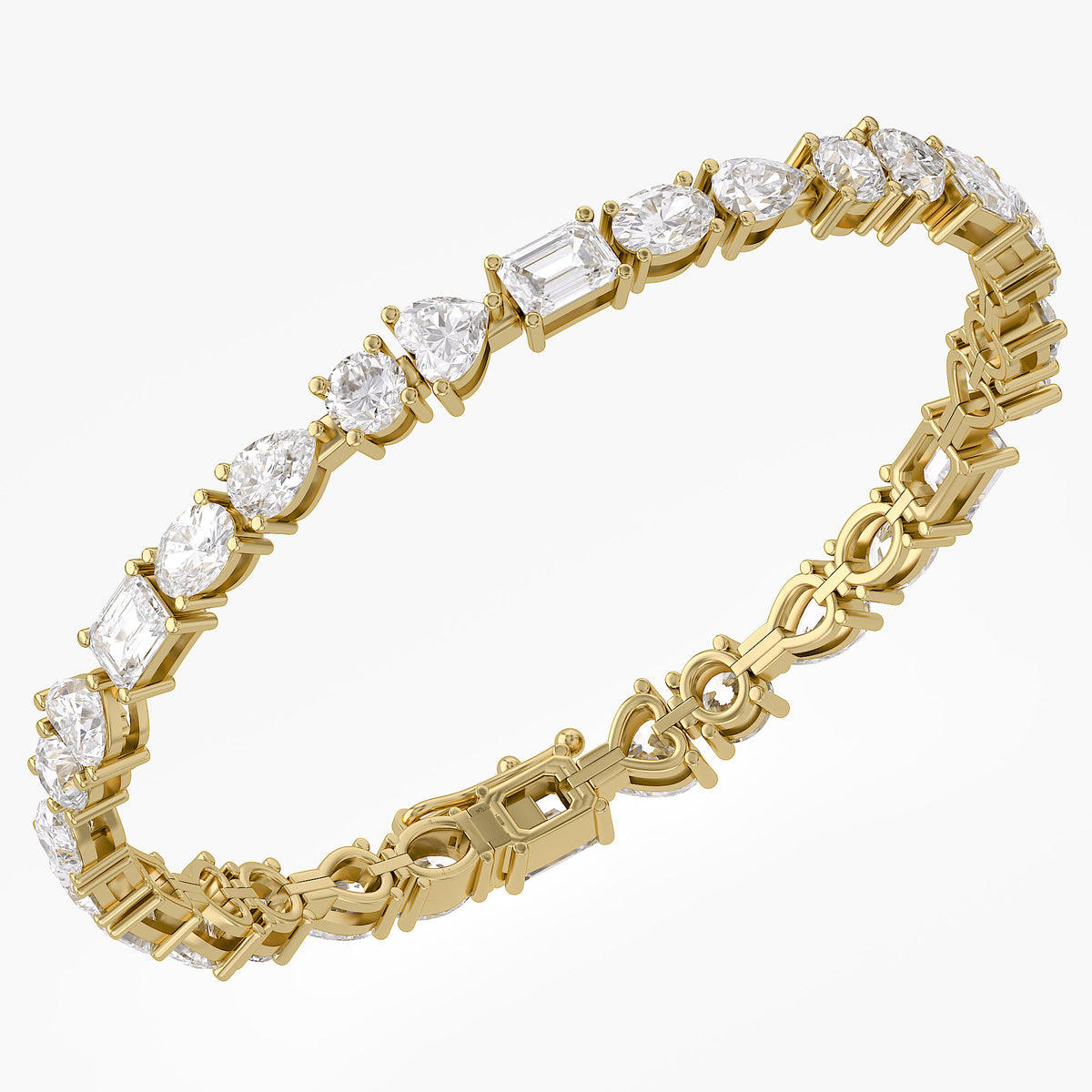 12.75 TCW Multi Shape Lab Grown Diamond Tennis Bracelet