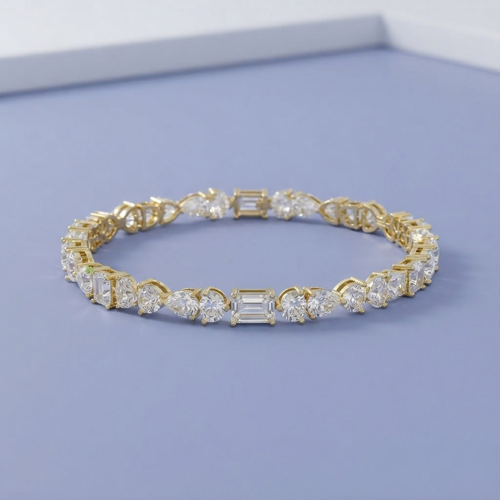 12.75 TCW Multi Shape Lab Grown Diamond Tennis Bracelet
