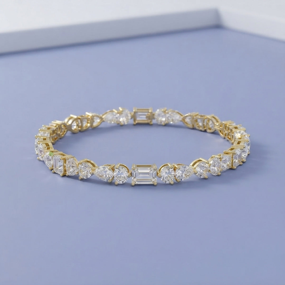 12.75 TCW Multi Shape Lab Grown Diamond Tennis Bracelet