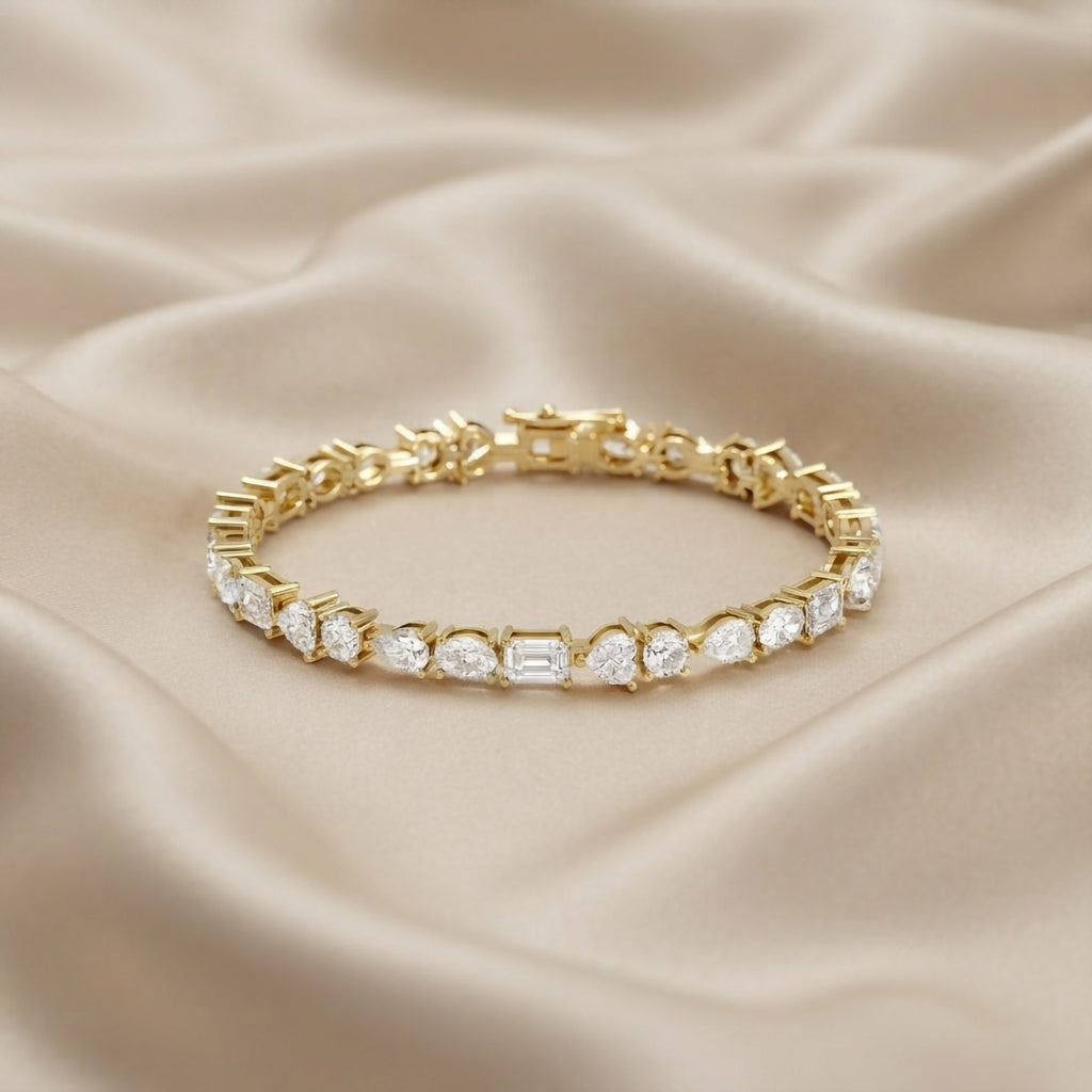 12.75 TCW Multi Shape Lab Grown Diamond Tennis Bracelet