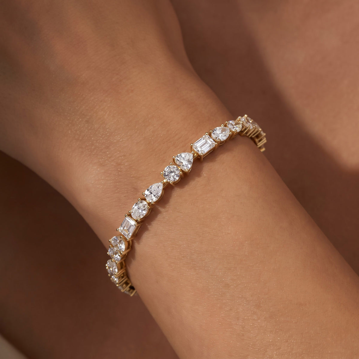12.75 TCW Multi Shape Lab Grown Diamond Tennis Bracelet
