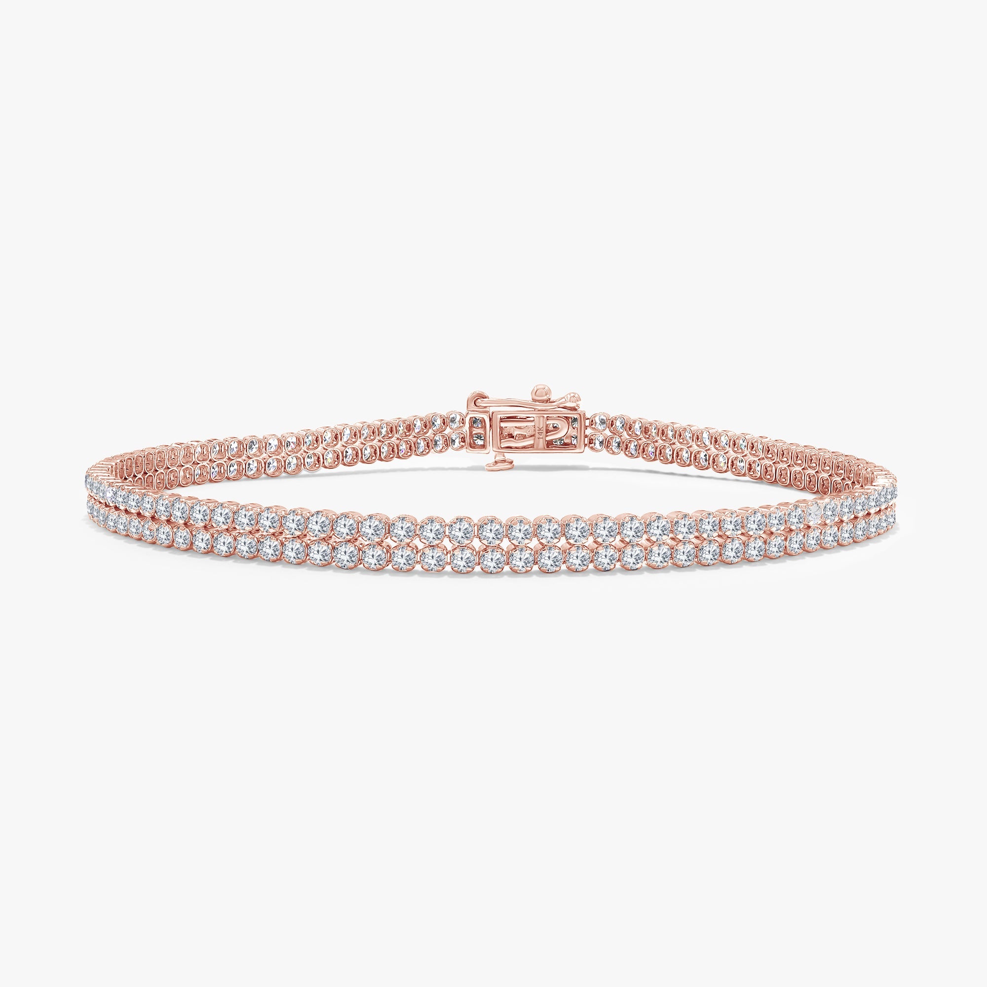 Round Shape 4.00 Carat Lab Grown Diamond Two Row Tennis Bracelet