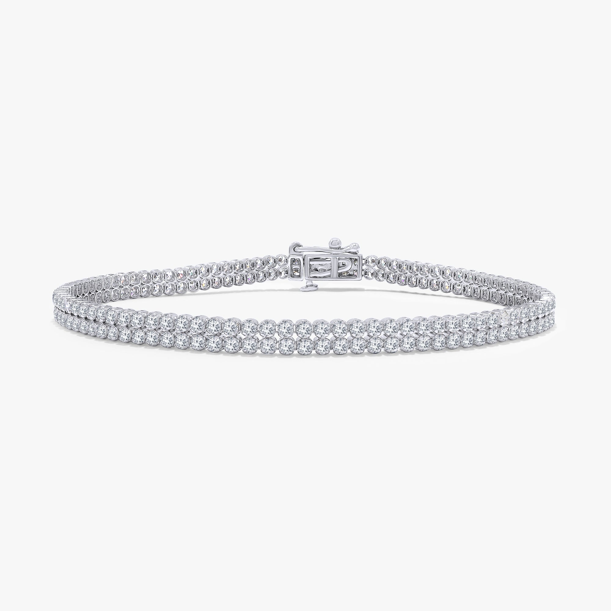 Round Shape 4.00 Carat Lab Grown Diamond Two Row Tennis Bracelet