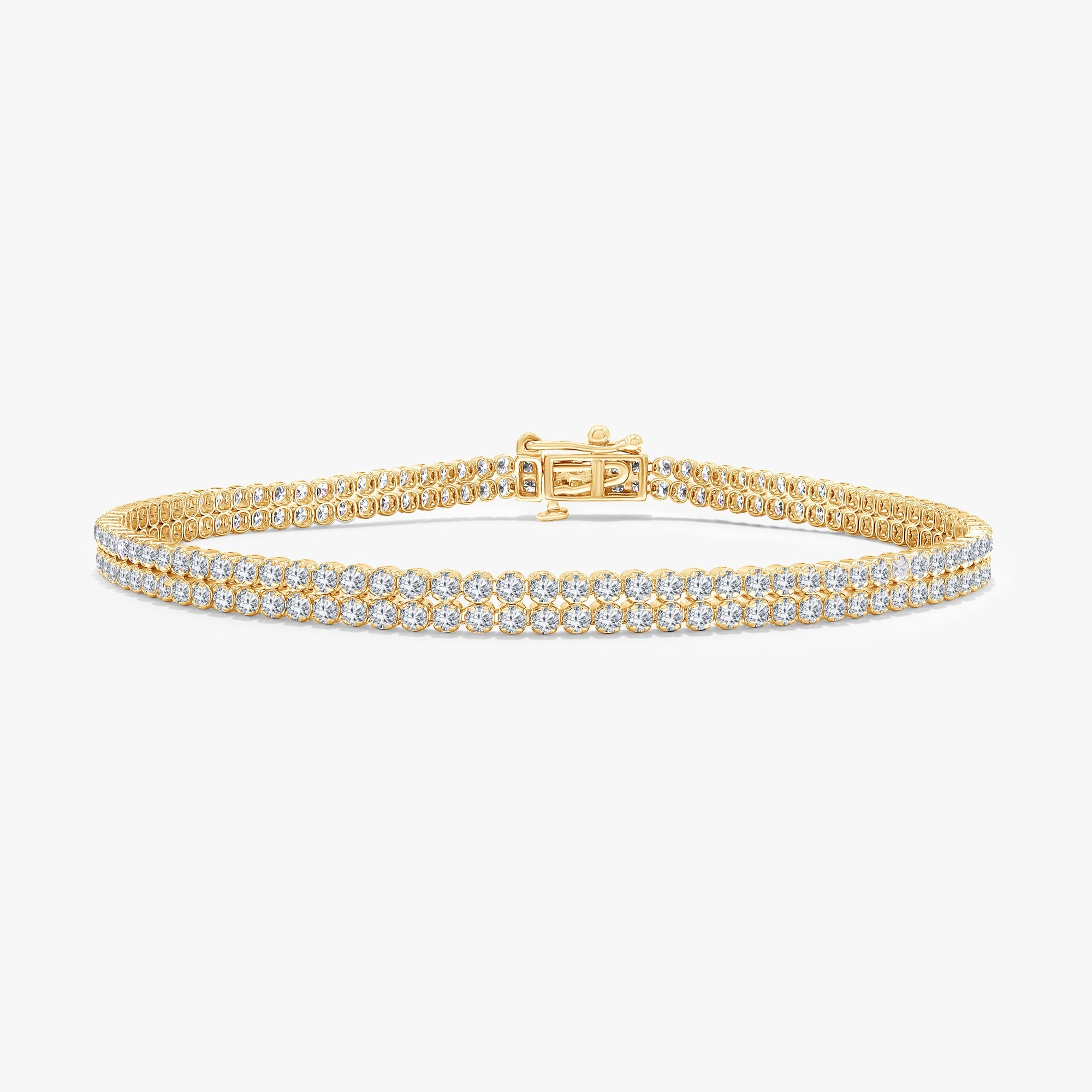 Round Shape 4.00 Carat Lab Grown Diamond Two Row Tennis Bracelet