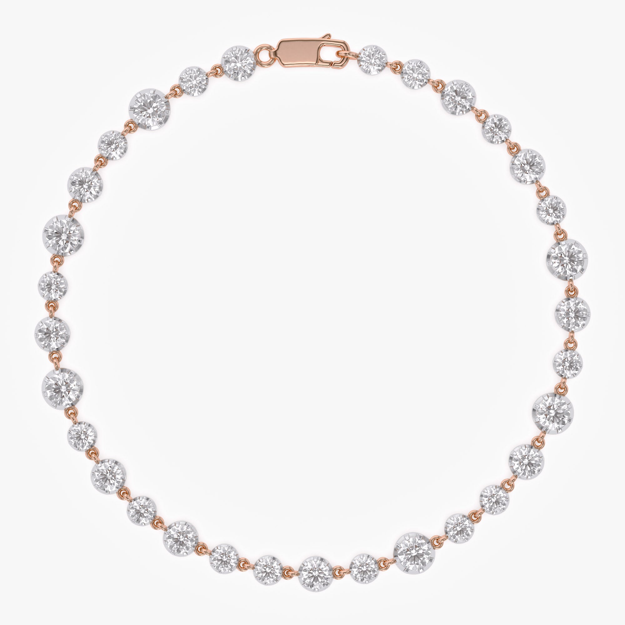 Round Shape 4.25 Carat Lab Grown Diamond Two Tone Bracelet