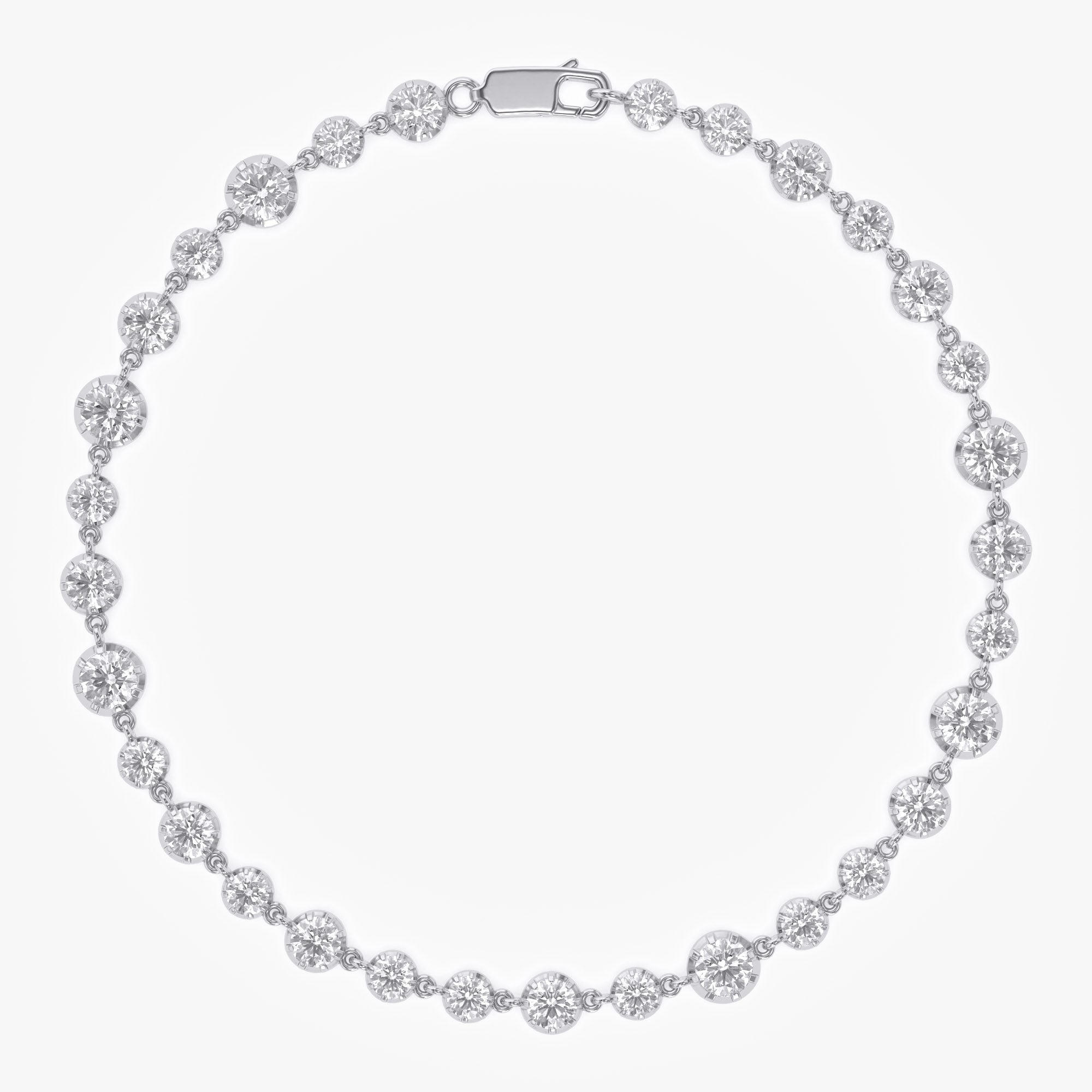 Round Shape 4.25 Carat Lab Grown Diamond Two Tone Bracelet