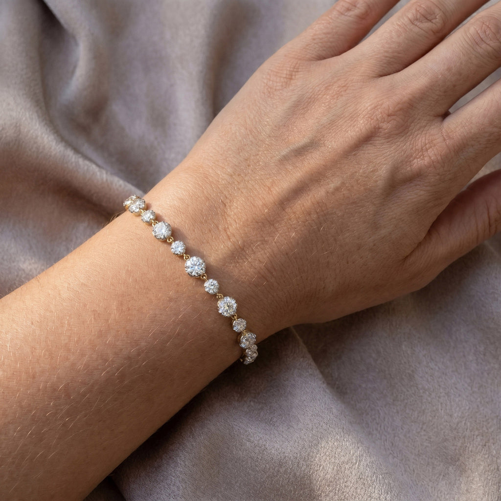 Round Shape 4.25 Carat Lab Grown Diamond Two Tone Bracelet