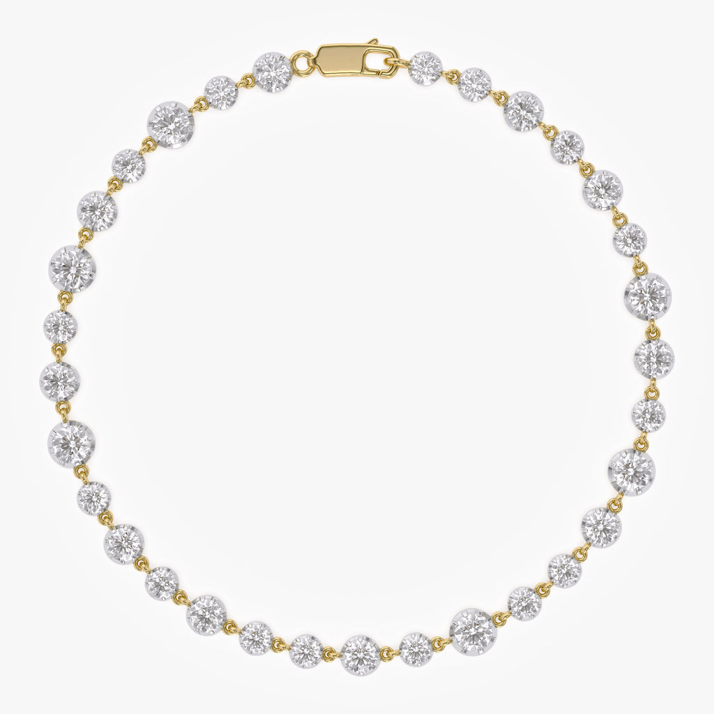 Round Shape 4.25 Carat Lab Grown Diamond Two Tone Bracelet