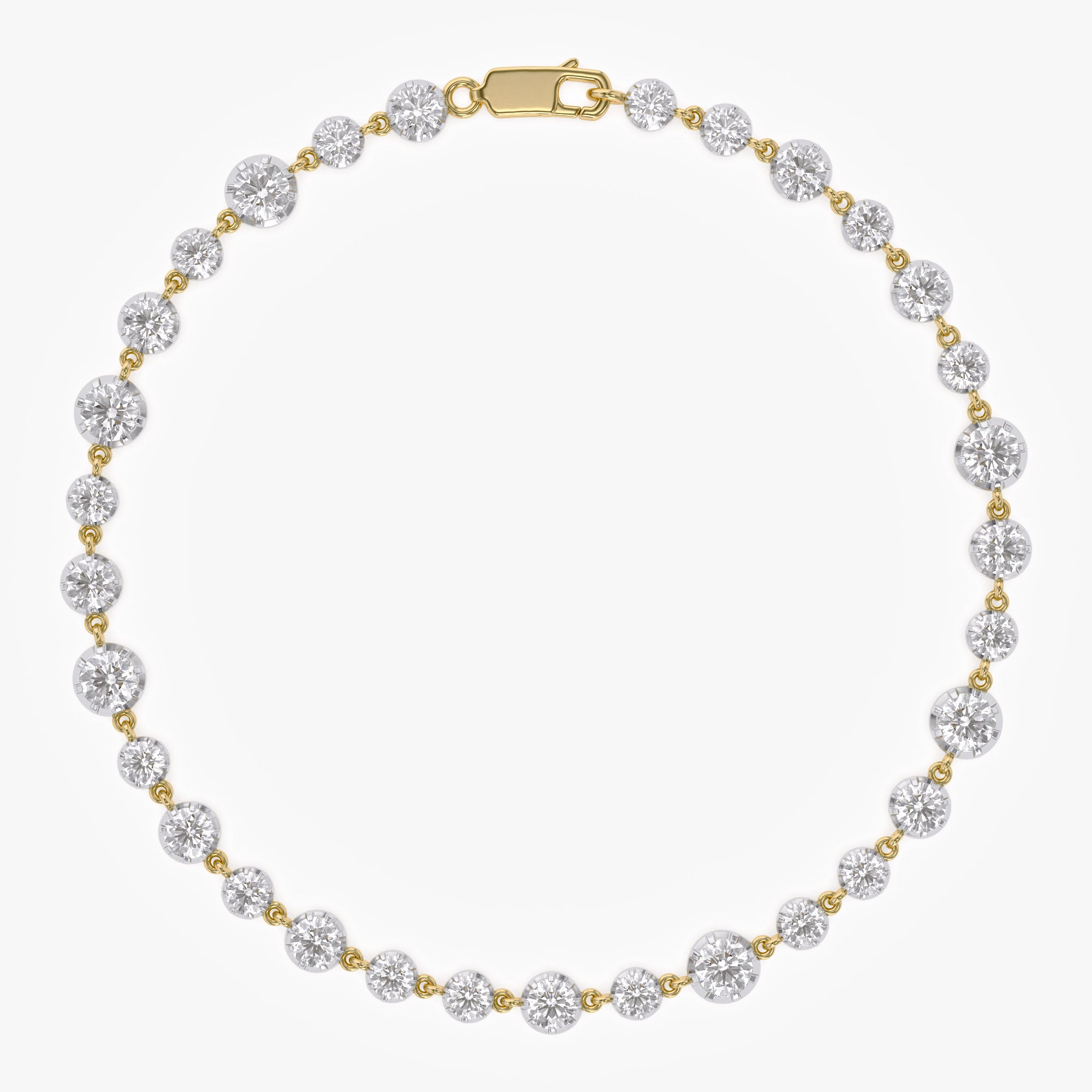 Round Shape 4.25 Carat Lab Grown Diamond Two Tone Bracelet