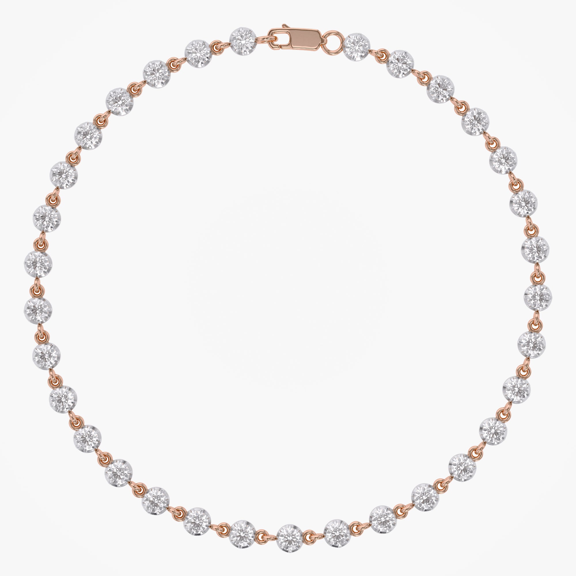 Round Shape 1.80 Carat Lab Grown Diamond Two Tone Bracelet
