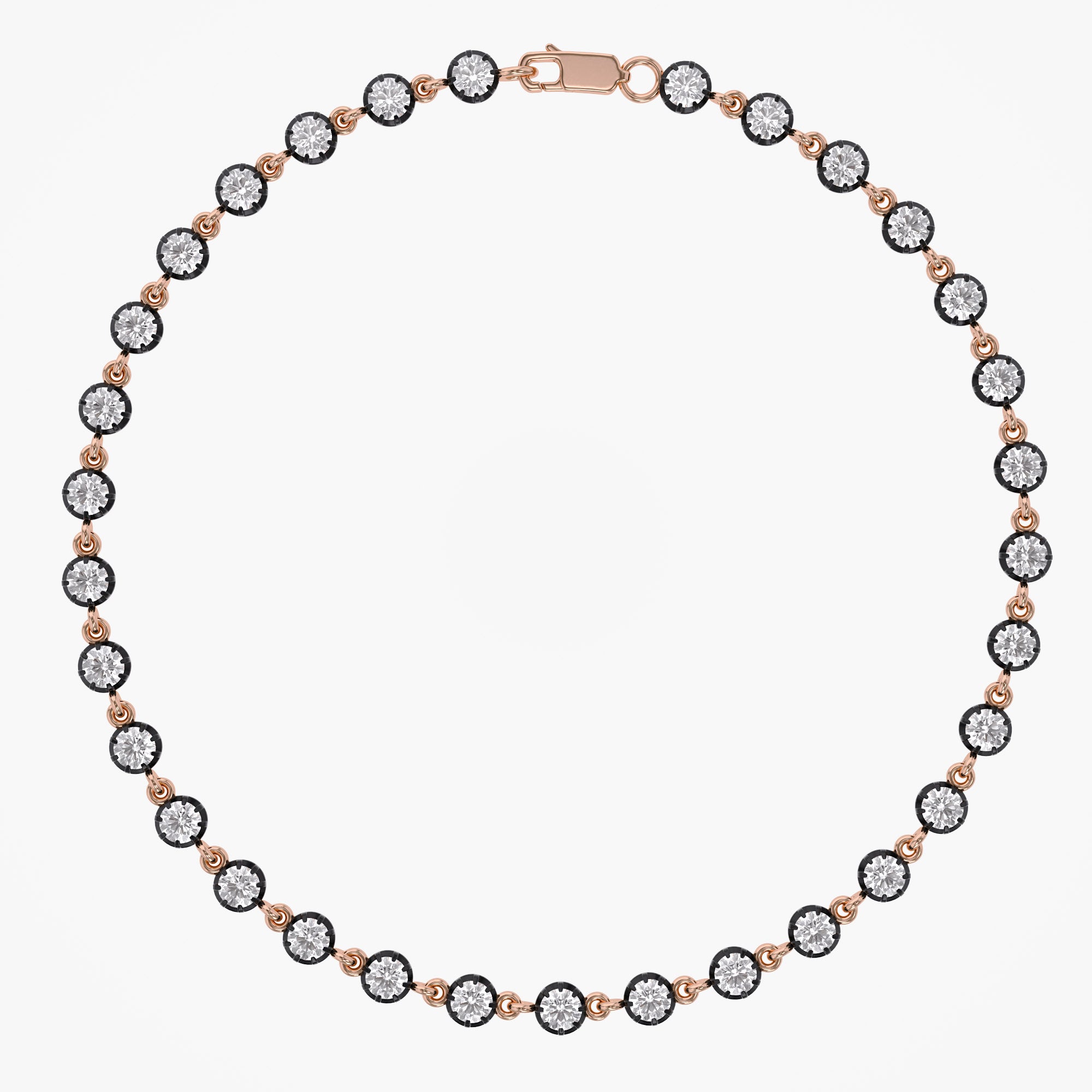Round Shape 1.80 Carat Lab Grown Diamond Two Tone Bracelet