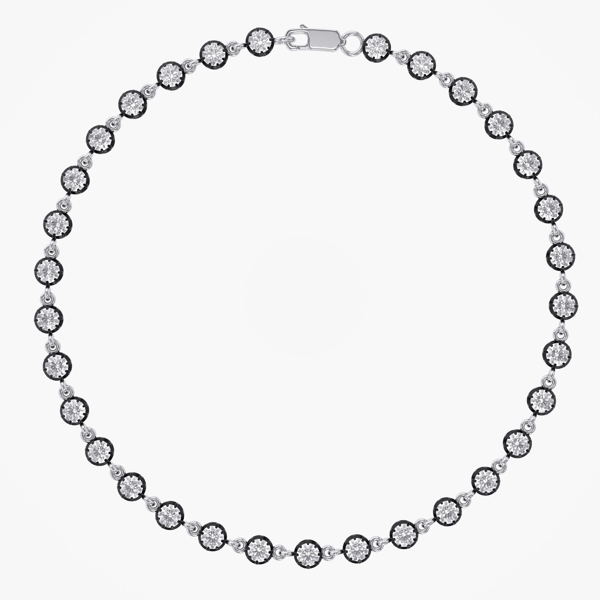 Round Shape 1.80 Carat Lab Grown Diamond Two Tone Bracelet