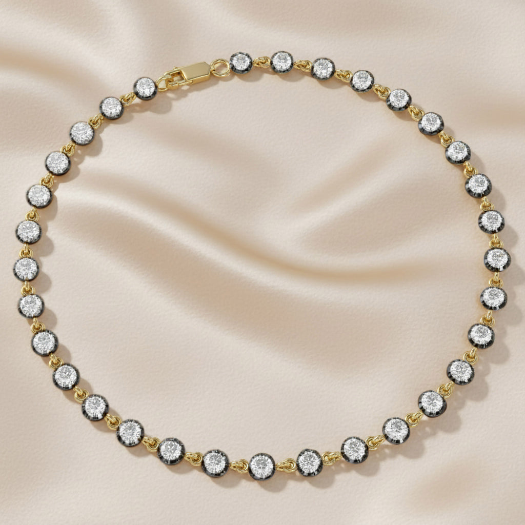 Round Shape 1.80 Carat Lab Grown Diamond Two Tone Bracelet