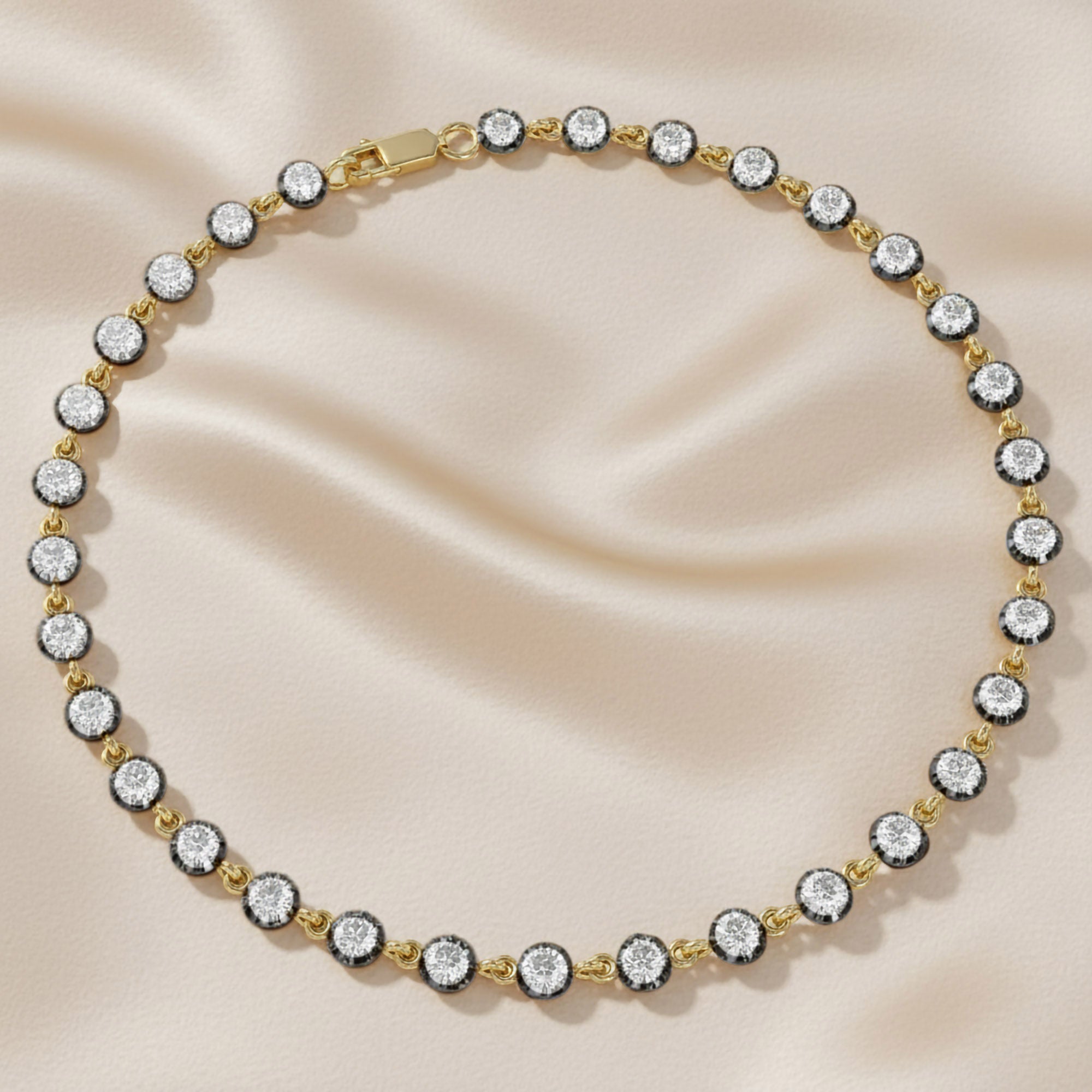 Round Shape 1.80 Carat Lab Grown Diamond Two Tone Bracelet
