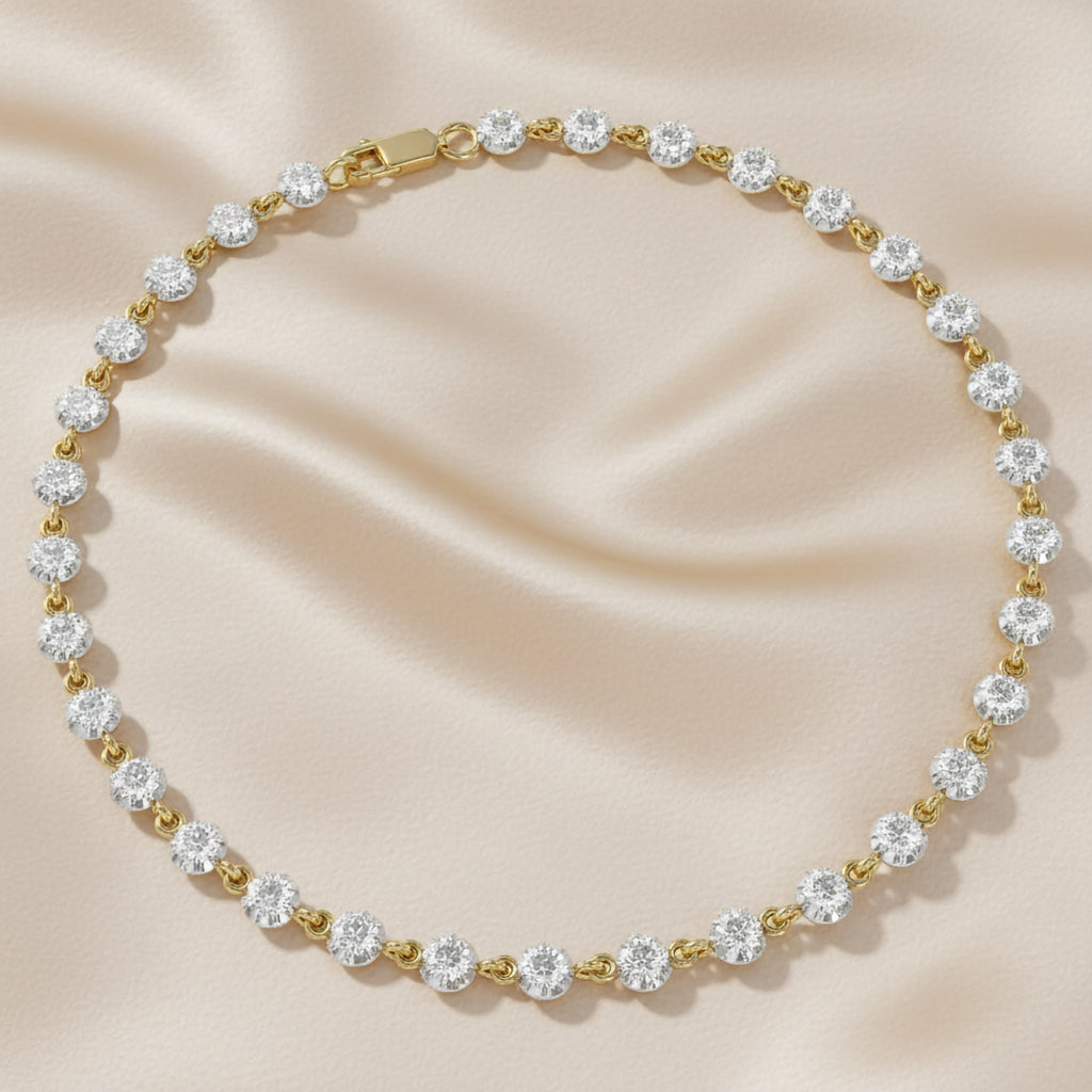 Round Shape 1.80 Carat Lab Grown Diamond Two Tone Bracelet