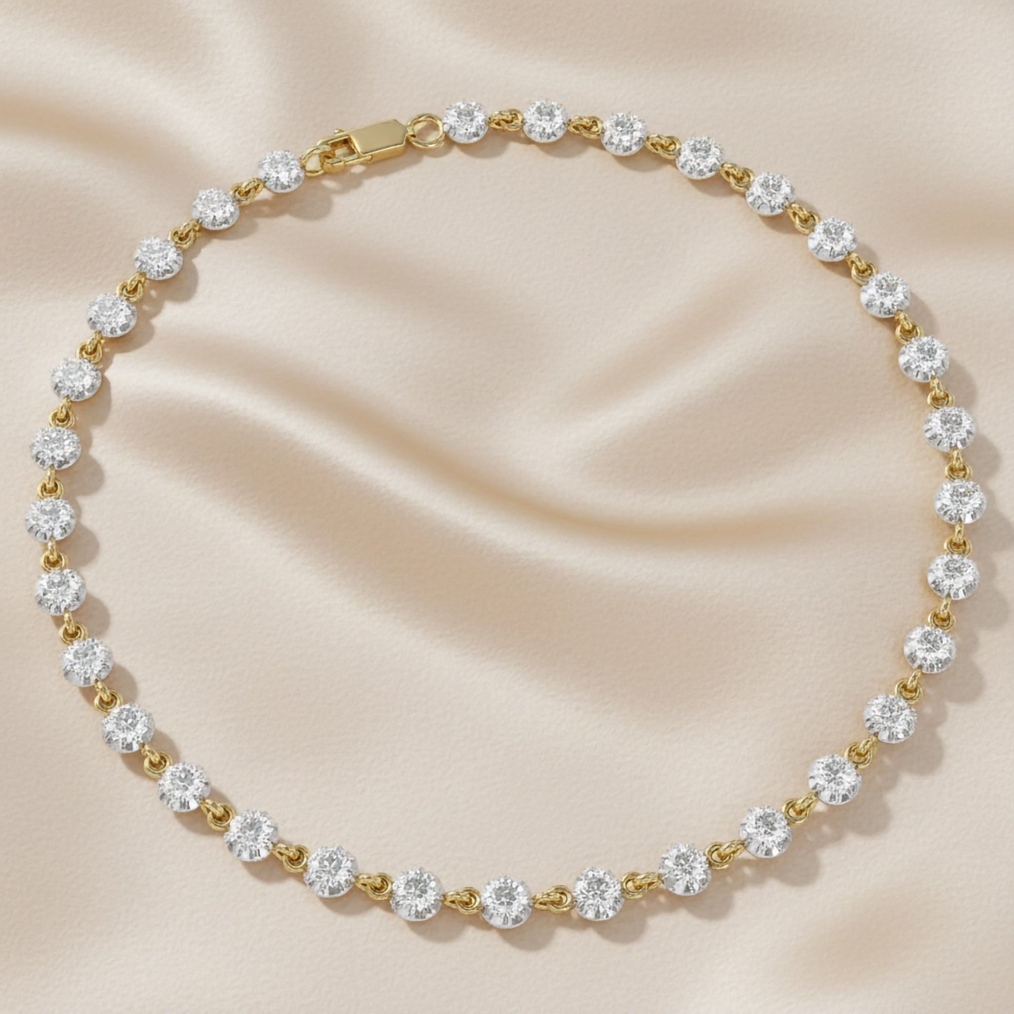 Round Shape 1.80 Carat Lab Grown Diamond Two Tone Bracelet