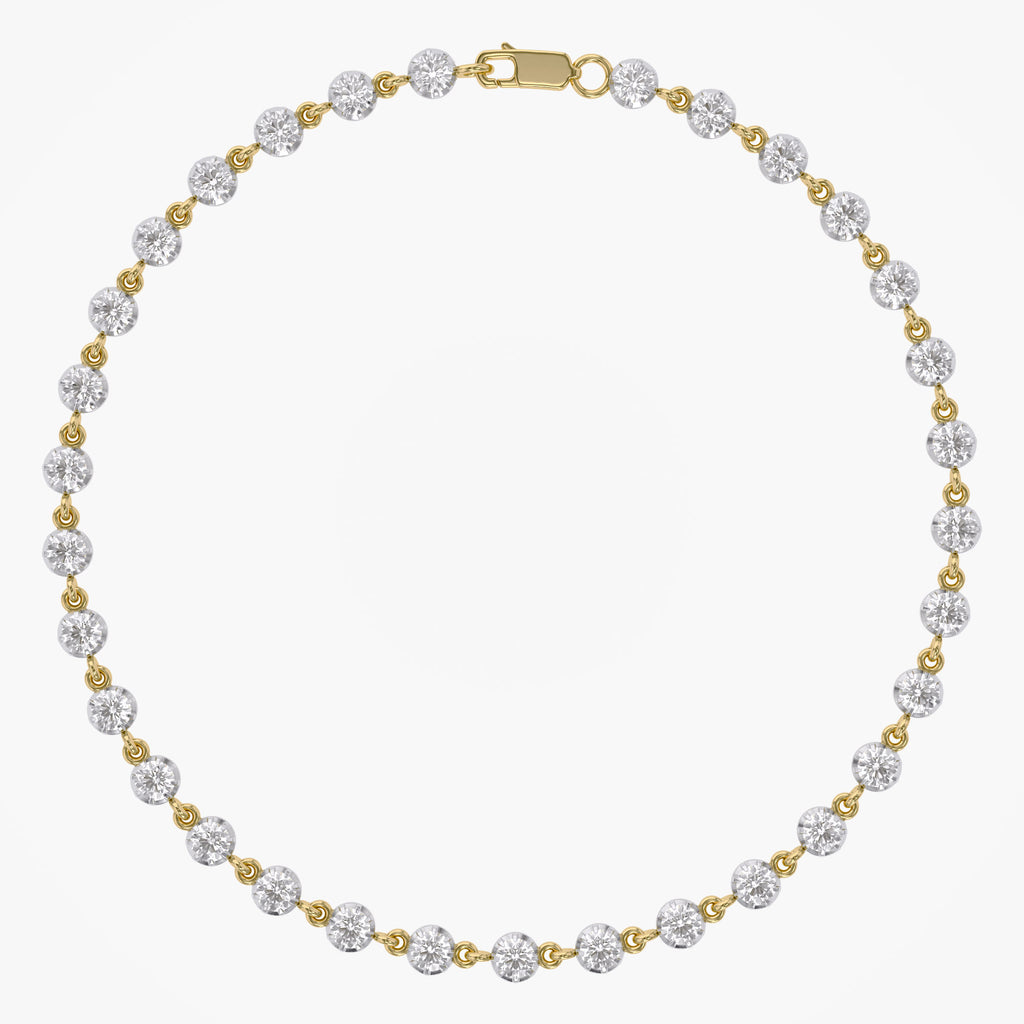 Round Shape 1.80 Carat Lab Grown Diamond Two Tone Bracelet