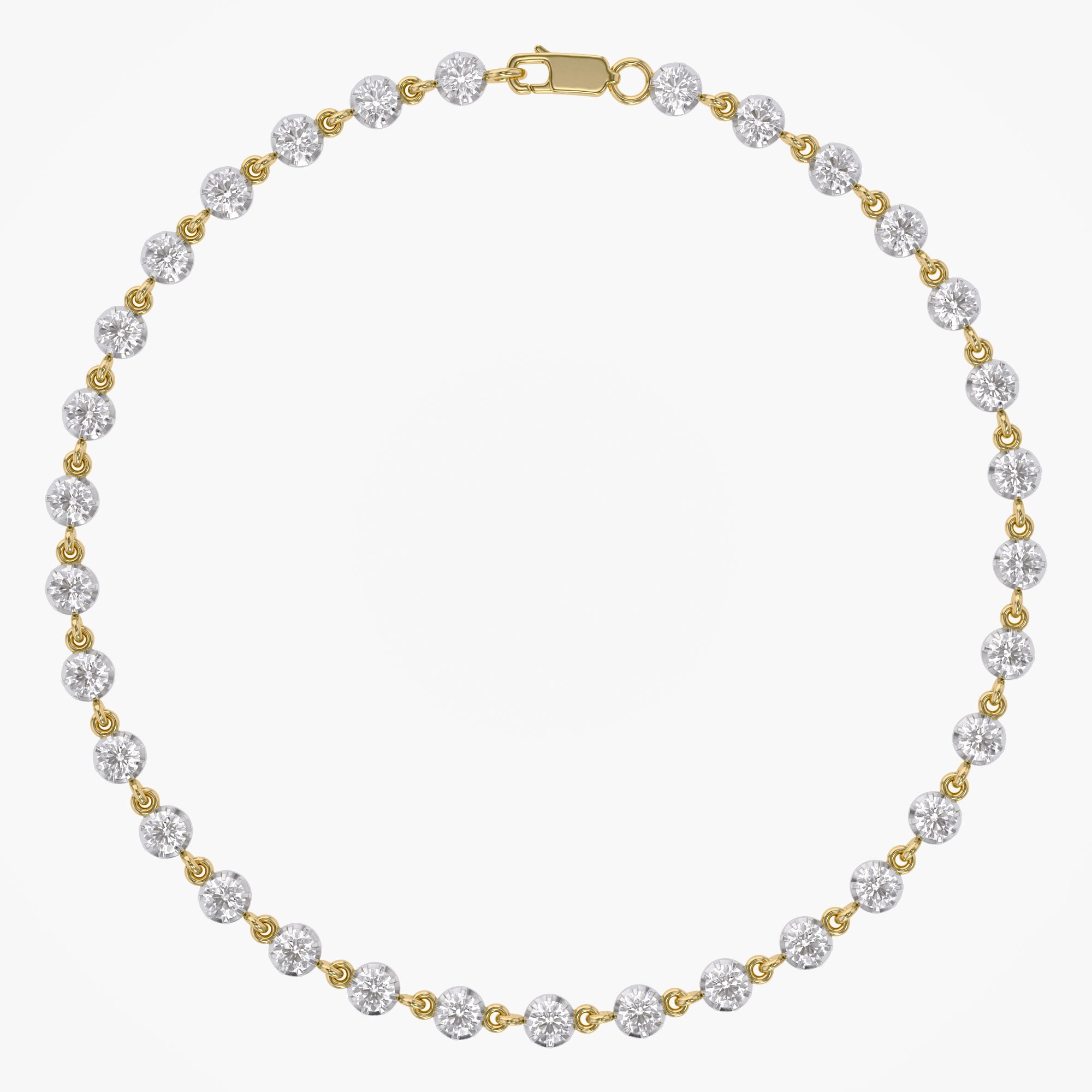 Round Shape 1.80 Carat Lab Grown Diamond Two Tone Bracelet