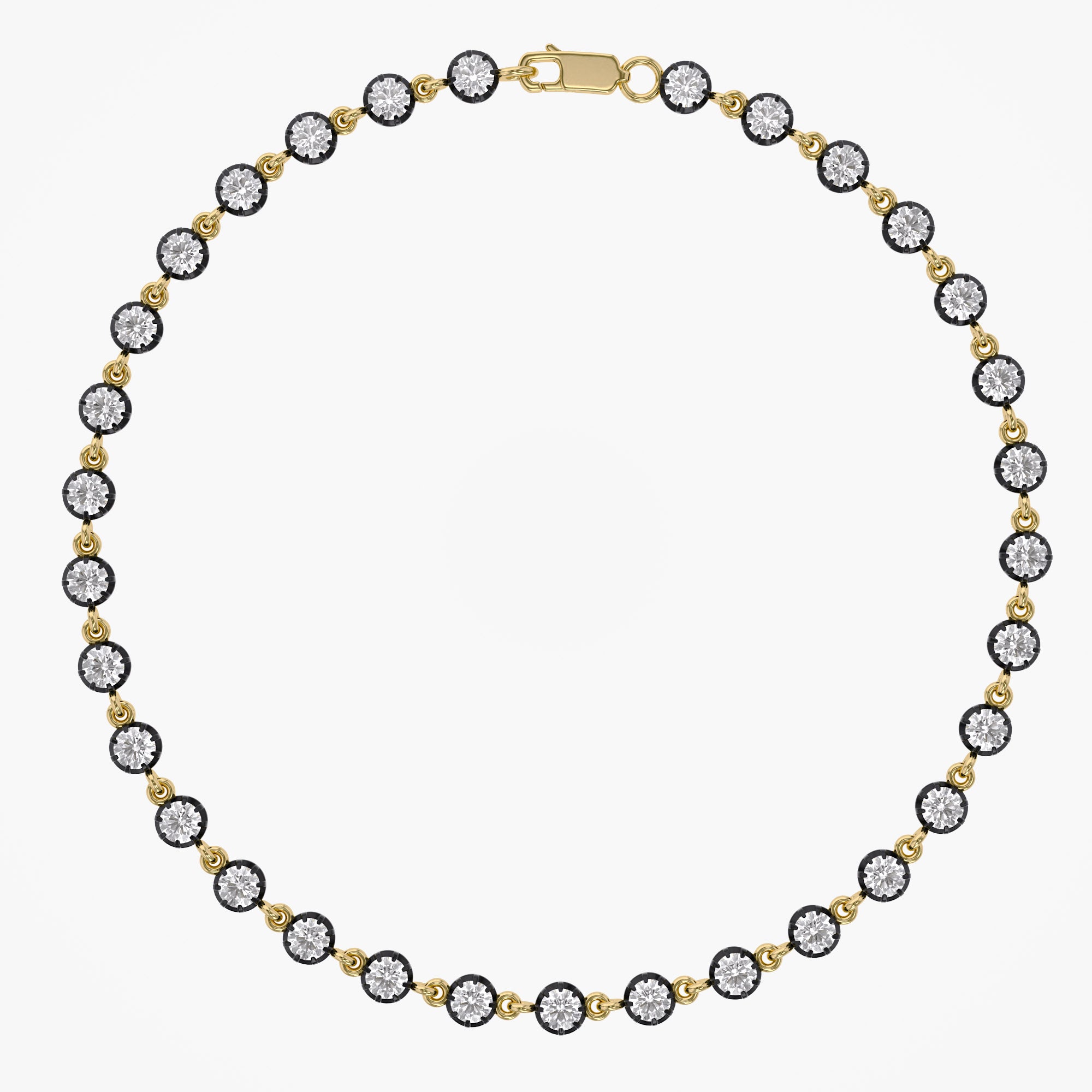 Round Shape 1.80 Carat Lab Grown Diamond Two Tone Bracelet