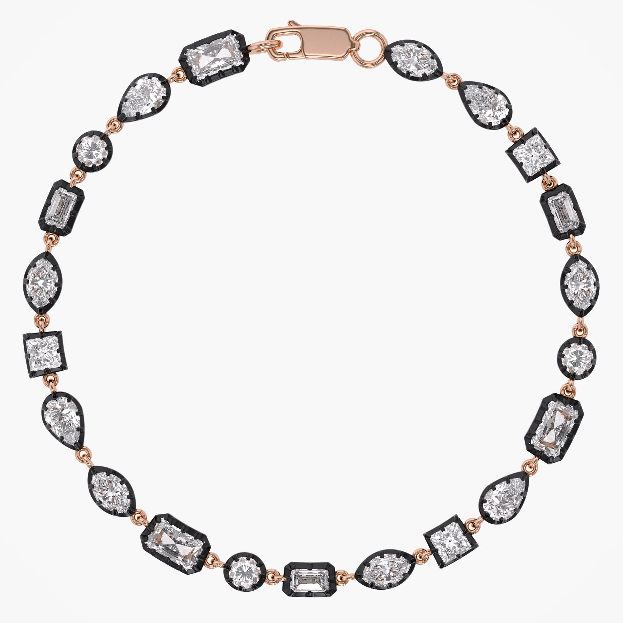 Multi Shape 4.40 Carat Lab Grown Diamond Two Tone Bracelet