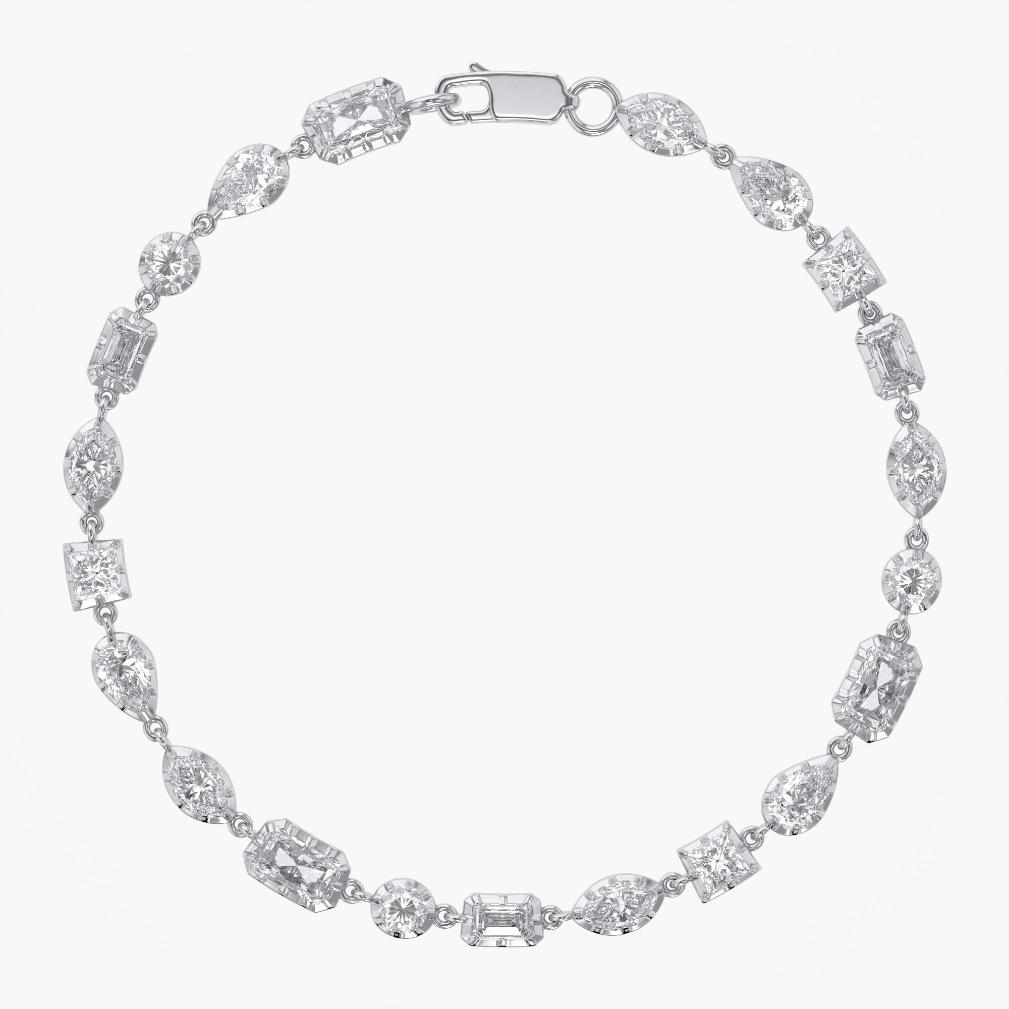 Multi Shape 4.40 Carat Lab Grown Diamond Two Tone Bracelet